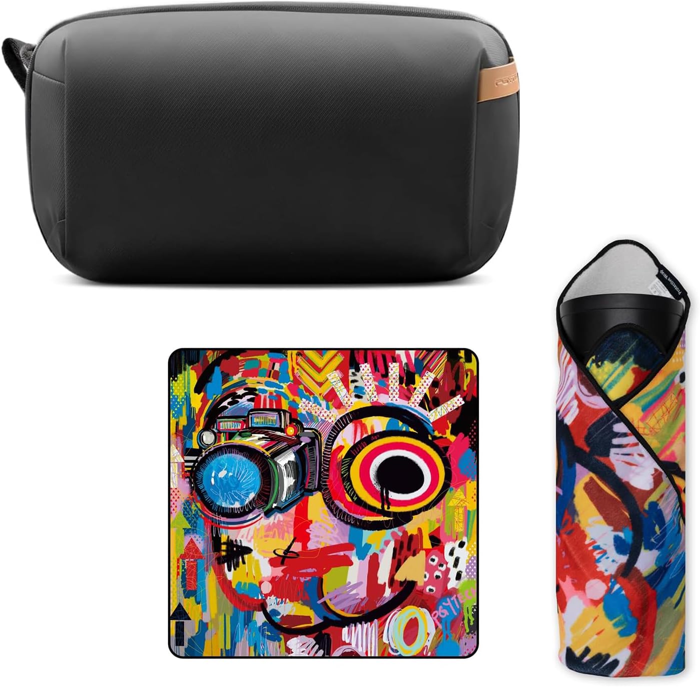 PGYTECH Protective Wrap Lens Camera Wrap Cloth + Tech Accessories Pouch Electronics Organizer Bag, black