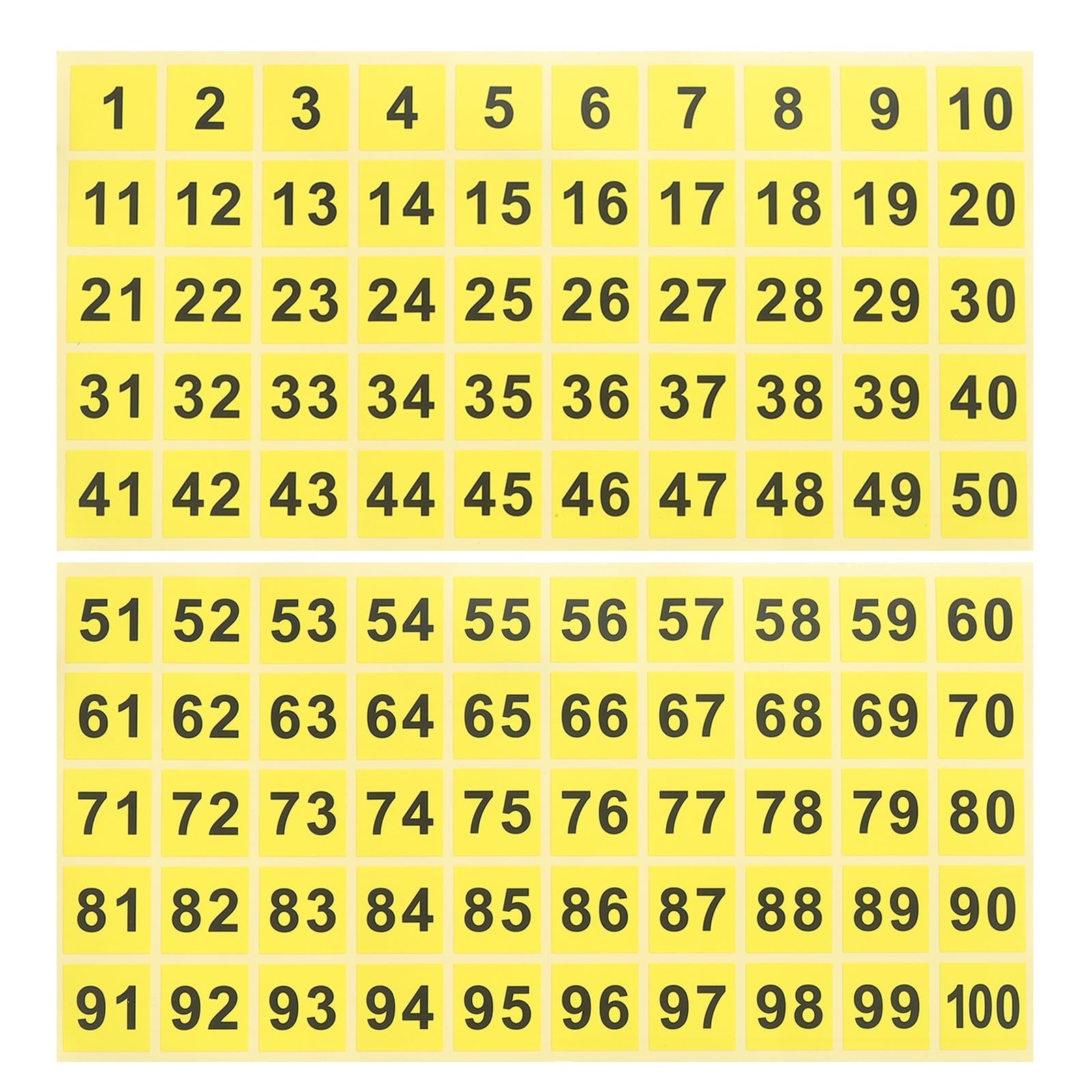 PATIKIL 25mm Consecutive Number Stickers 1-100, Square Self-Adhesive Vinyl Number Decals for Inventory Storage Organizing, Locker, Toolbox, Bins, Indoor Outdoor, Yellow — image 1