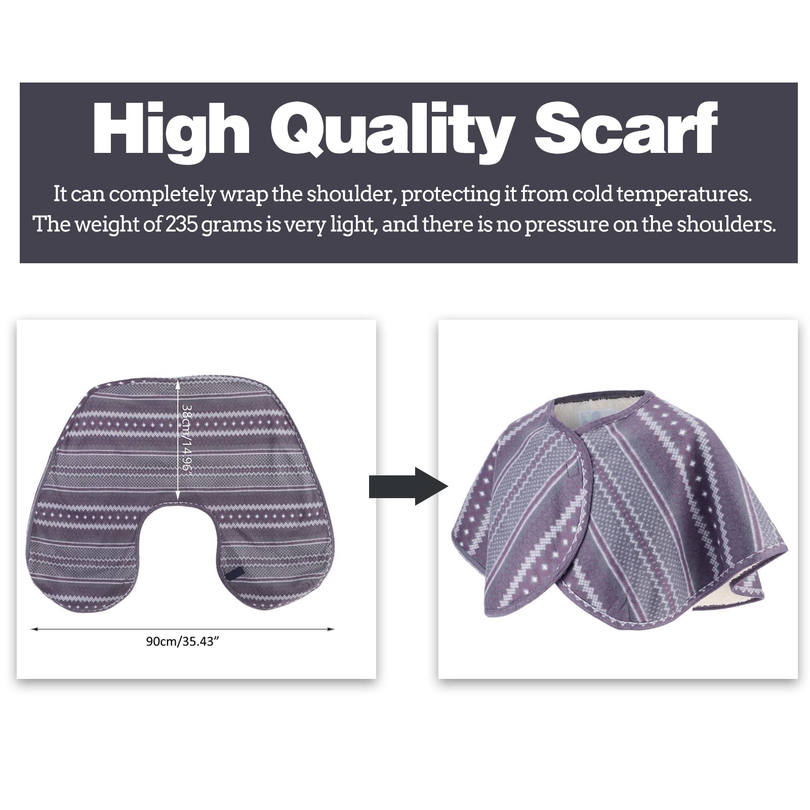 Capa de mantón para hombros cálidos, almohadilla de calor para el cuello lavable Mantilla de hombro de felpa de doble cara para el invierno