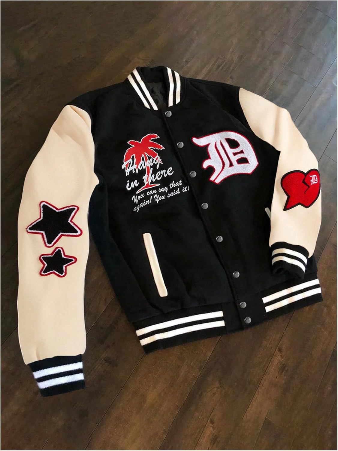 SOLY HUX Men's Varsity Jacket Color Block Graphic Long Sleeve Streetwear Y2k Baseball Jacket - Image 4