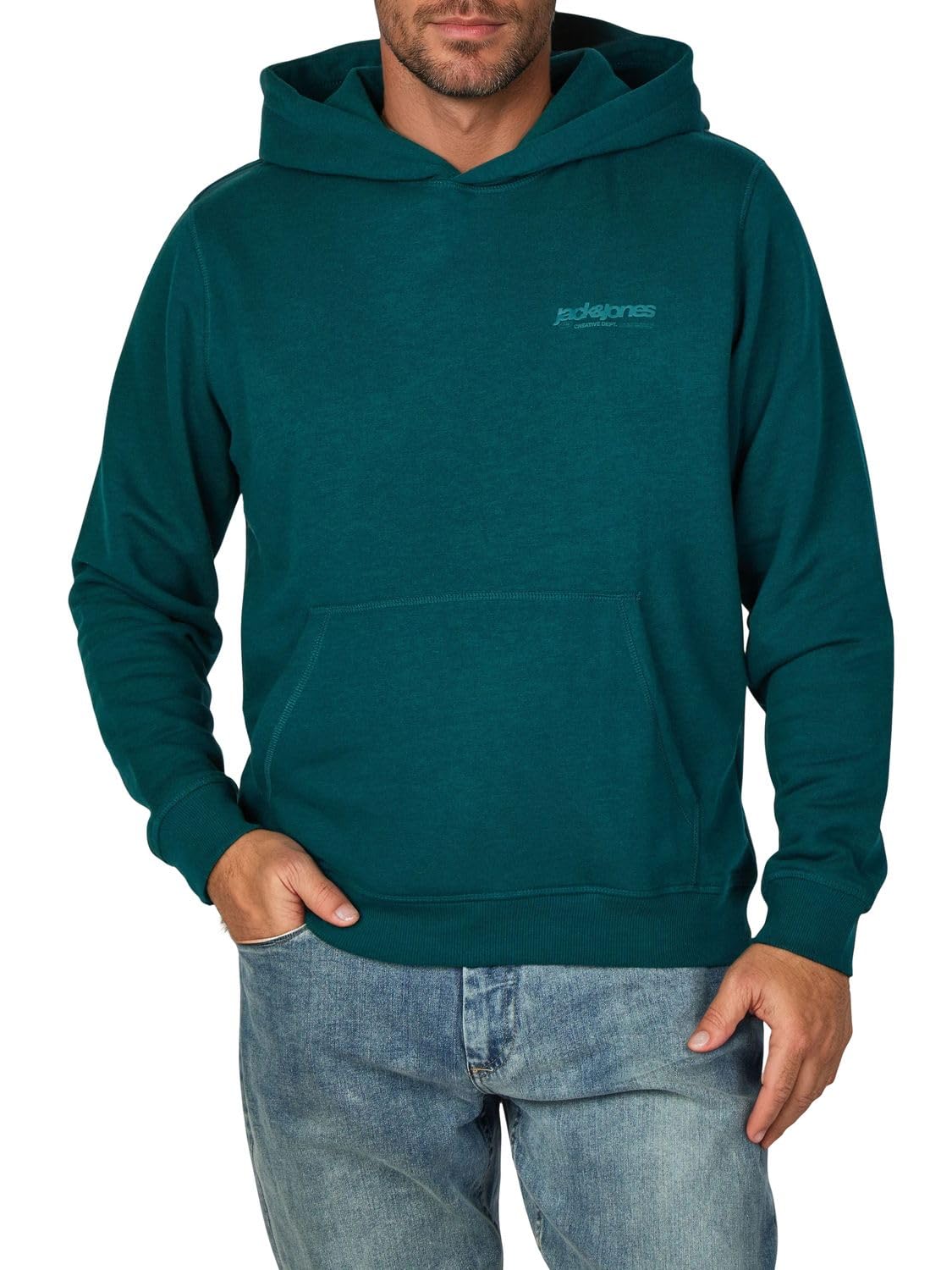 JACK & JONES Hoodie Herren Relaxed Fit mit Print JWHINTERLUDE Sweat Hood Plus Size Kapuzenpullover Pullover Sweatshirt Schwarz Grau Grün Beige S M L XL XXL 3XL 4XL 5XL 6XL 7XL 8XL