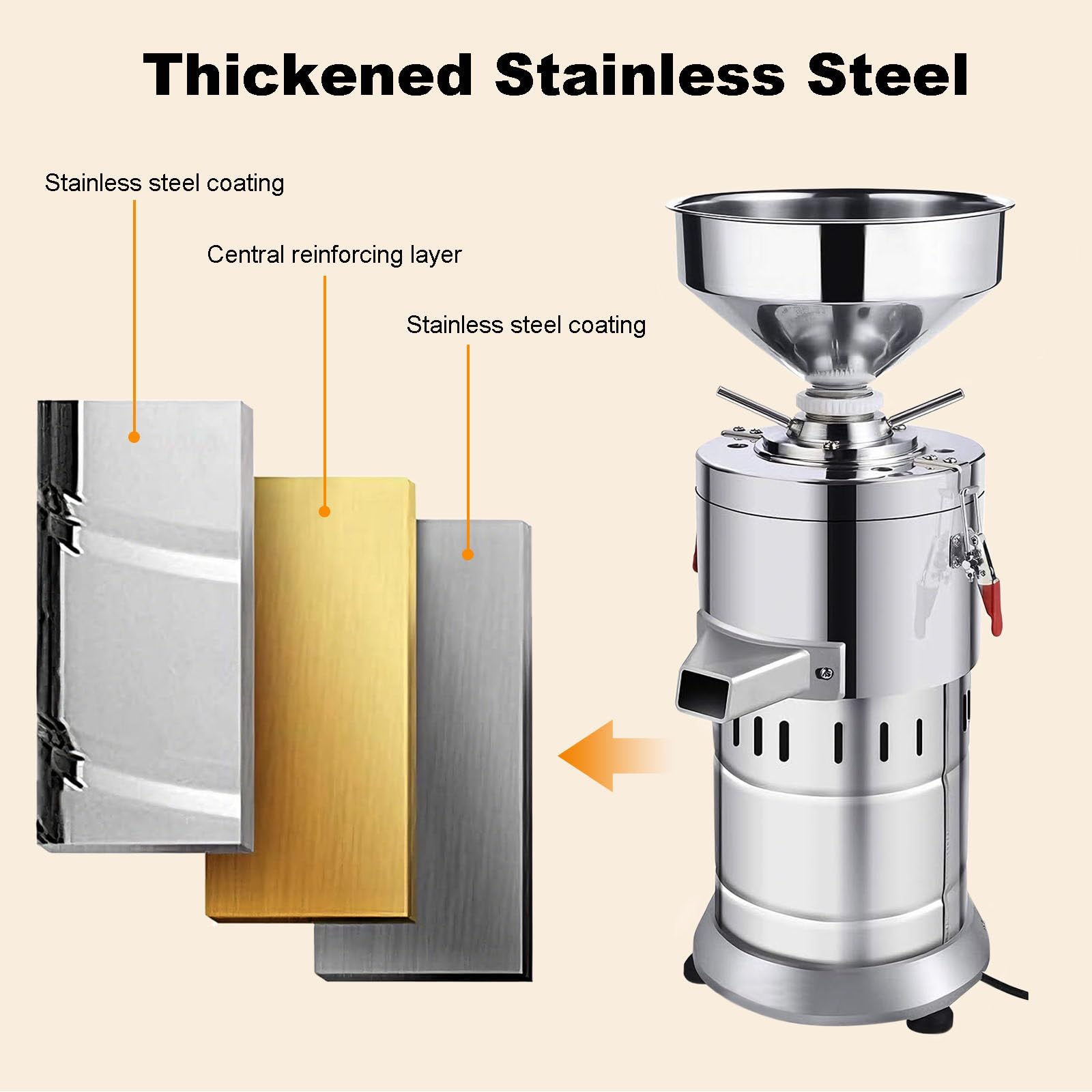 33 lb/h 1100W Kommerzielle Nussbutter-Maschine | Hochleistungs-Edelstahl-Erdnuss- & Sesam-Mühle mit Konsistenzkontrolle | Geeignet für Restaurant, Hotel, Lebensmittelproduktio