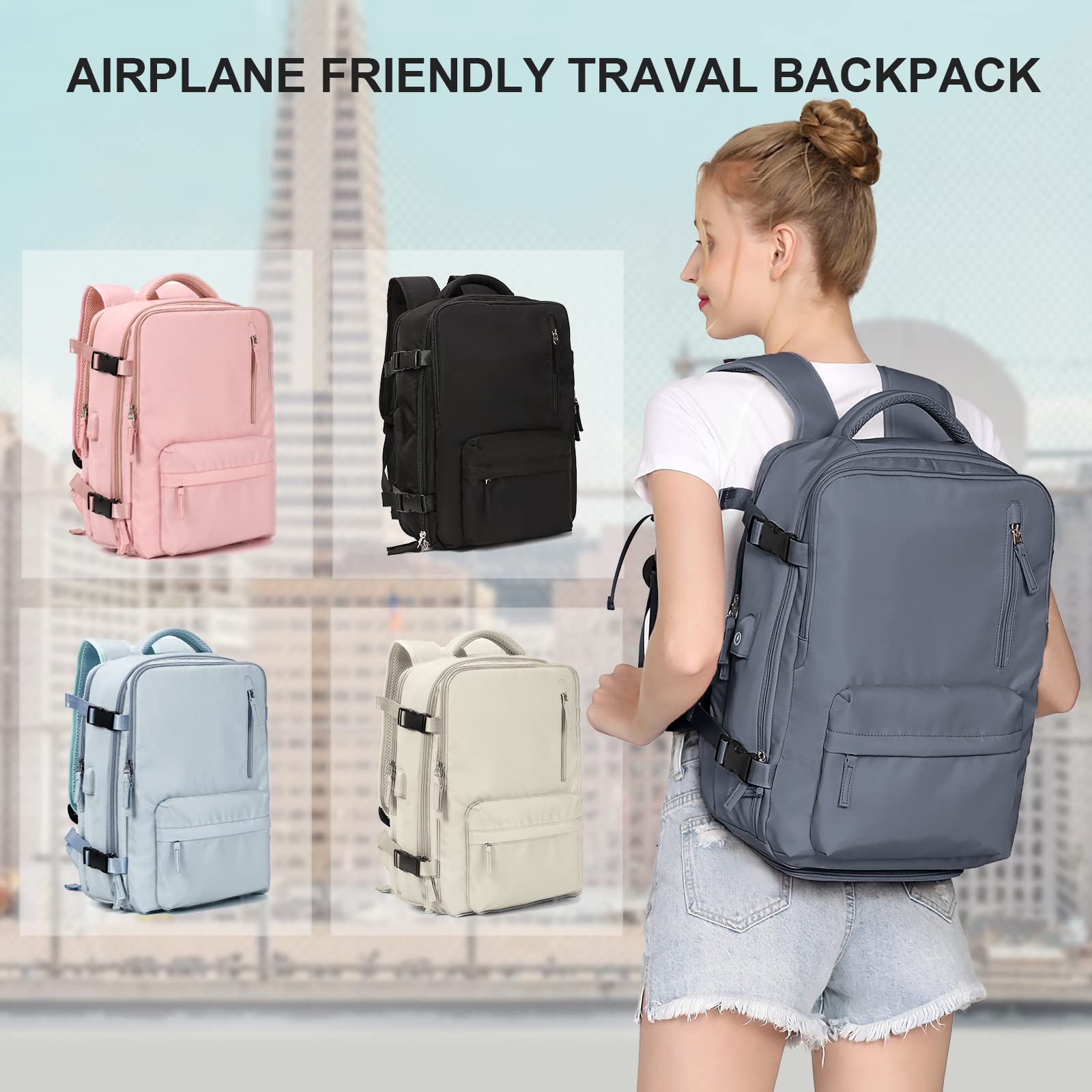 SZLX Borse da Cabina per Easyjet 45x36x20 Zaino da Viaggio Donna Ryanair 40x20x25 Bagaglio a Mano con porta usb zaino da viaggio aereo bagaglio a mano zaino per laptop Casual Daypack
