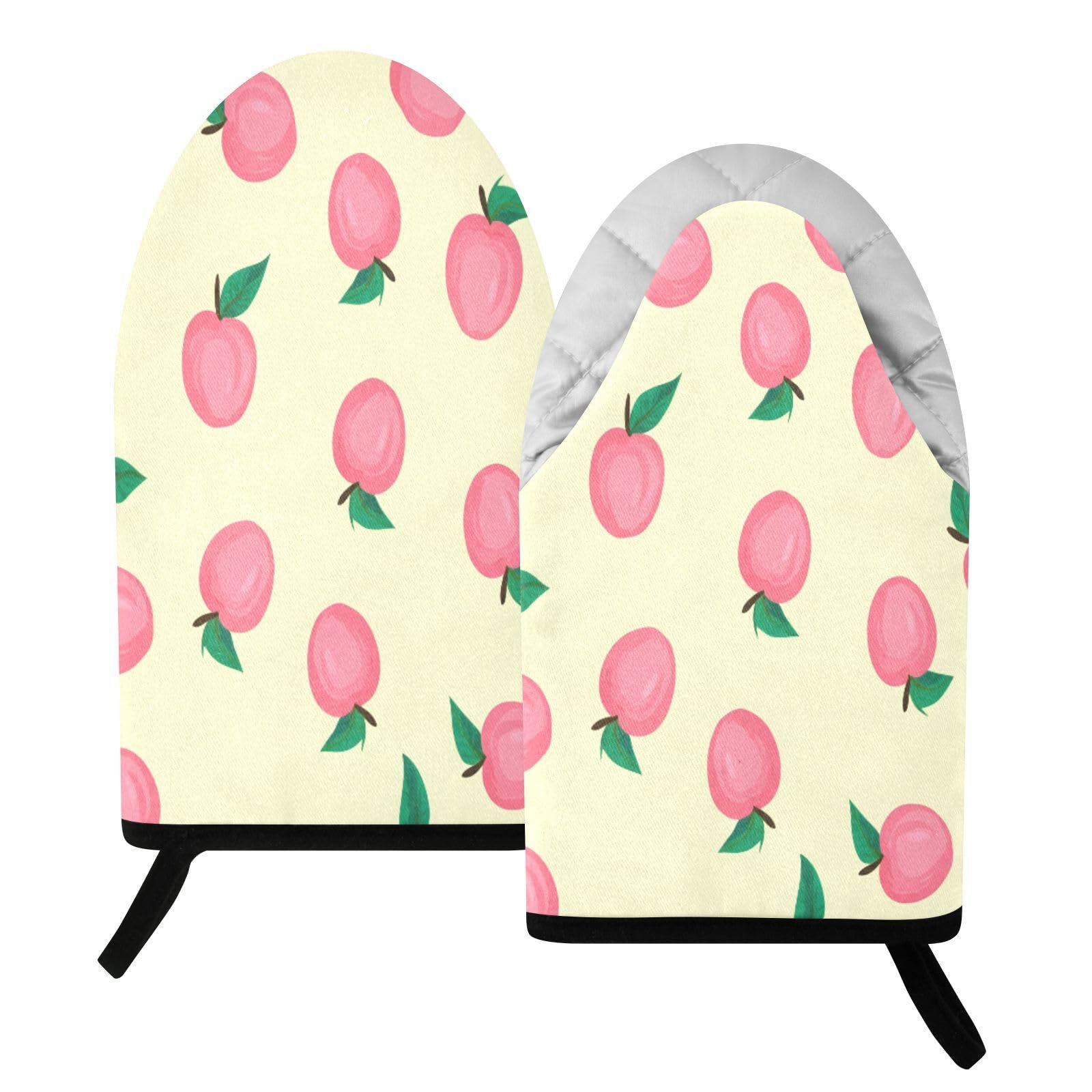 BURSTDDY Peaches Oven Mitt,Heat Resistant Kitchen Mitts for Cooking