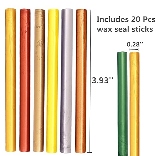 Miniatura 5 de ONWINPOR - 20 barras de sellado de cera de oro antiguo, 20 piezas de pistolas de pegamento para pistola de pegamento de 0.28 pulgadas, ideal para