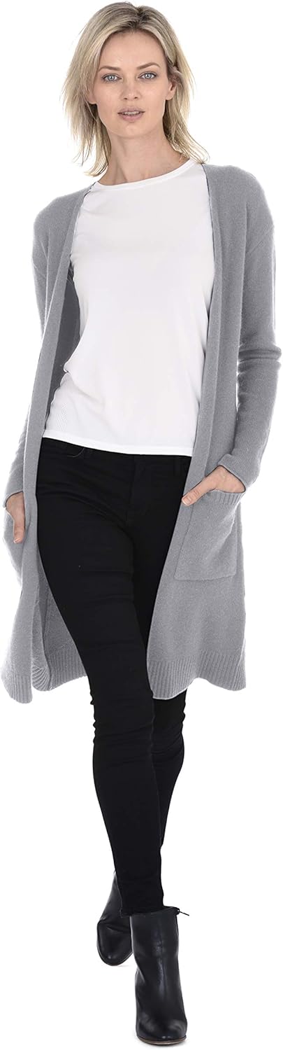 Cashmeren Mid-Length Open Cardigan 100% Cashmere Long Profile Sleeved Sweater for Women - Image 6