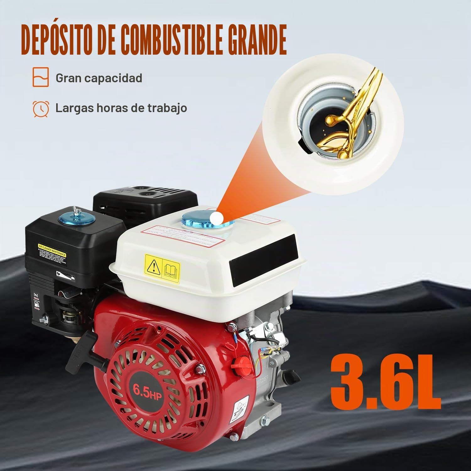 VOBOR Motor de Gasolina OHV,Motor de Gasolina Universal de 4 Tiempos,168f Motor de Gasolina de Disipación Rápida de Calor,6.5hp/4.8kw,Generador de Arranque por Tracción con 20 Mm de Diámetro
