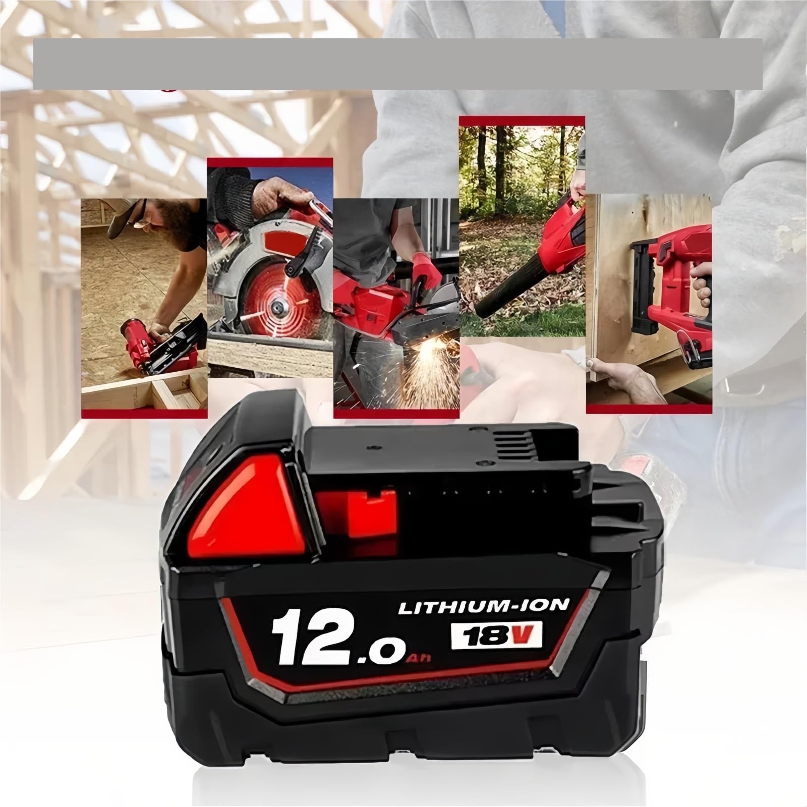 Batterie Lithium de Rechange 18 V 12000 mAh. Compatible avec Milwaukee M18 XC 48-11-1860, 48-11-1850, 48-11-1840, 48-11-1820 et 48-11-1815.(2PCS 12000mAh)