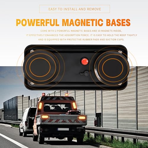 Miniatura 7 de BooYu 2 piezas de luces estroboscópicas de emergencia LED alimentadas por batería con base magnética recargable, portátil, para techo, mini luz de