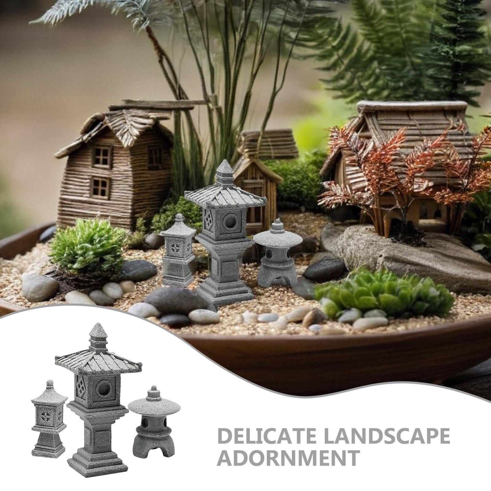 UPKOCH Statua Pagoda da Giardino Mini in Pietra, Set 3 Pezzi Zen