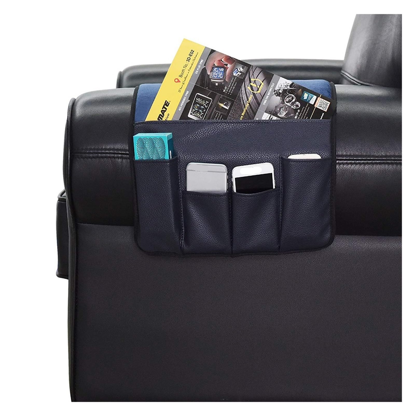 Betttasche Hängetasche for Sofas aus PU-Leder mit 5 Taschen, Organizer for Couch, Aufbewahrungstasche for Sofa, Seitenstuhl, Armlehne, Hängetasche for Bücher und Zeitschriften Für Betten, Sofas(Purple