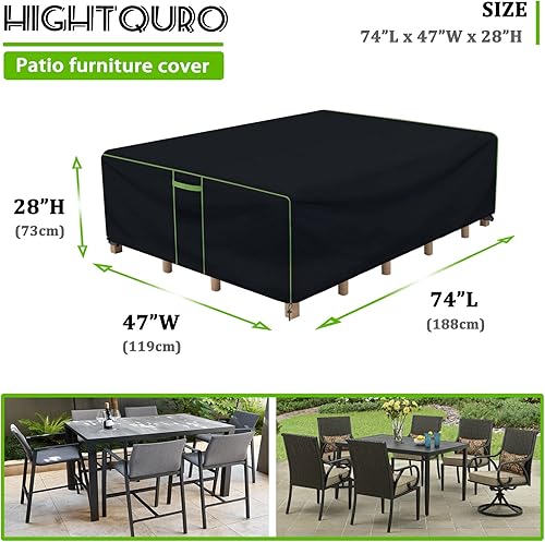 Miniatura 2 de Fundas para muebles de exterior, 100 % impermeables, mejoradas, de tela Oxford 600D, fundas rectangulares para mesa y silla con asas, rejillas de