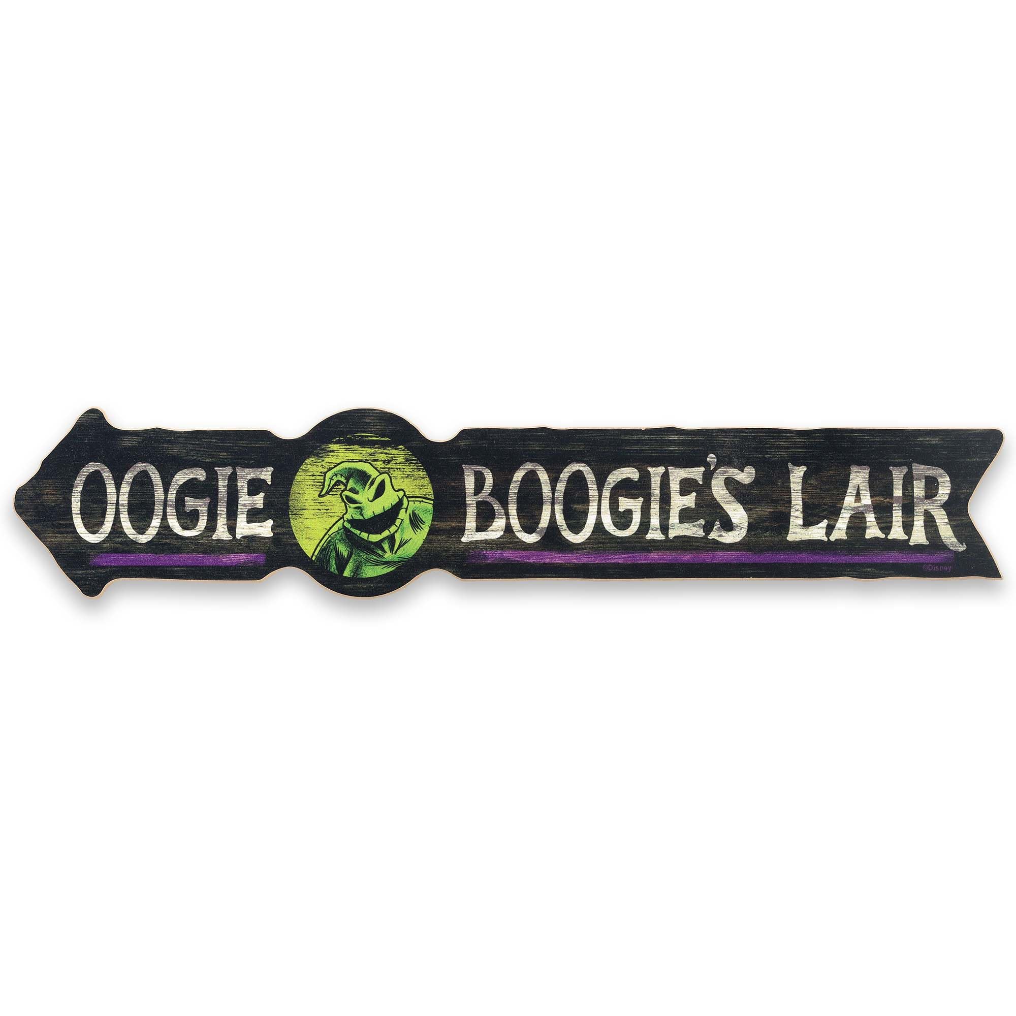 Disney The Nightmare Before Christmas Oogie Boogie's Lair Arrow Wood Wall Decor - Fun Oogie Boogie Sign for Halloween Decorating