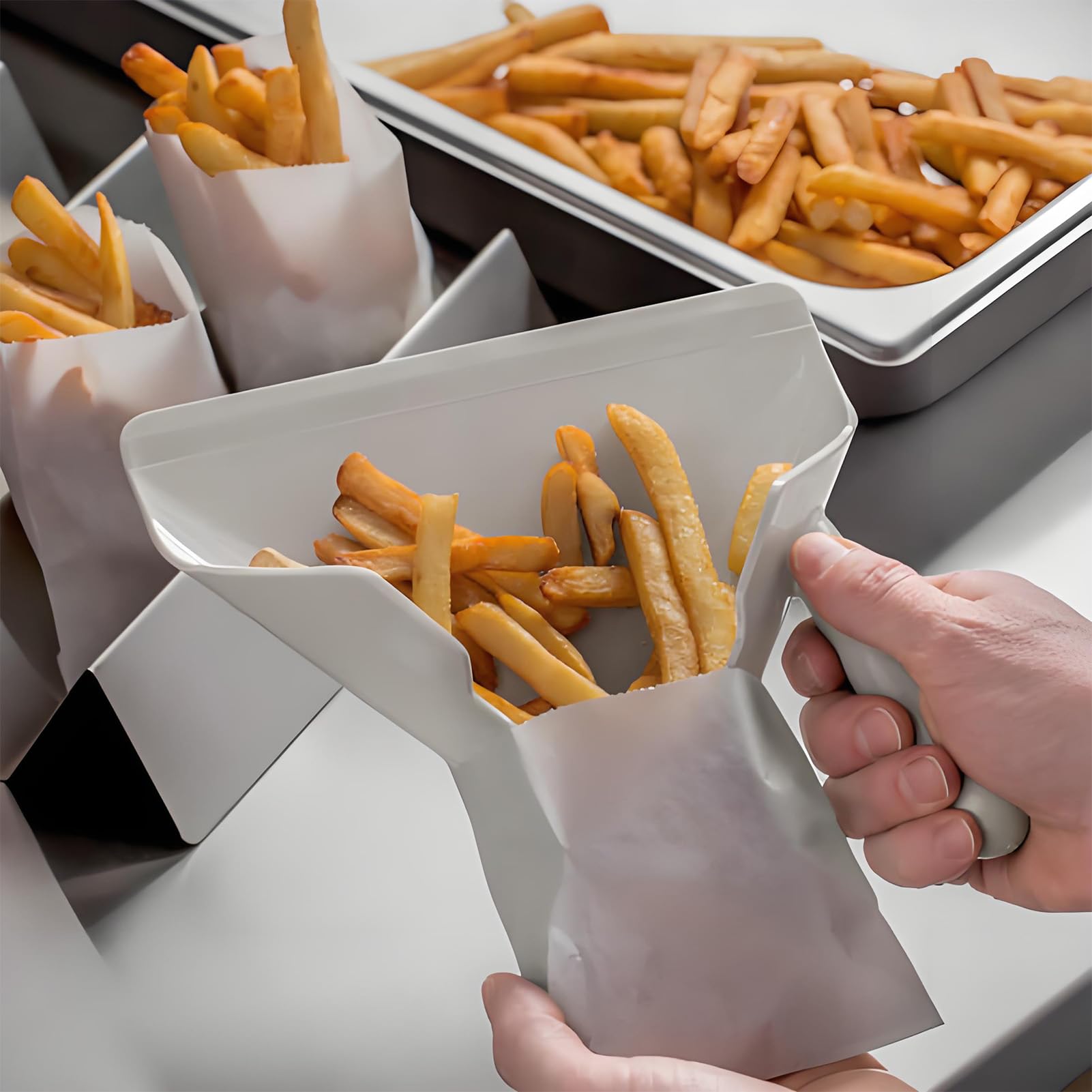 Paletta per Patatine Fritte 23,5x20,6cm, Cucchiaio Plastica Antiscivolo per Popcorn, Ghiaccio, Caramelle, Noci, Pala Multiuso con Manico Destro per Cucina,Casa,Ristorazione