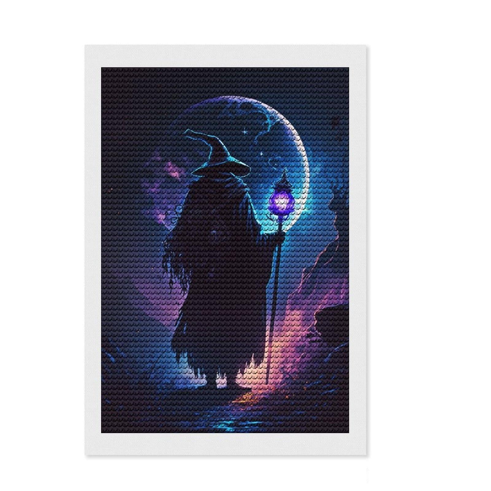 Junmoney Dark Mage Diamond Art Kit 8"x12", Easy Handmade Project, Nice Detail and Sparkle, Office Decor, Birthday Gift, Easy to Enjoy