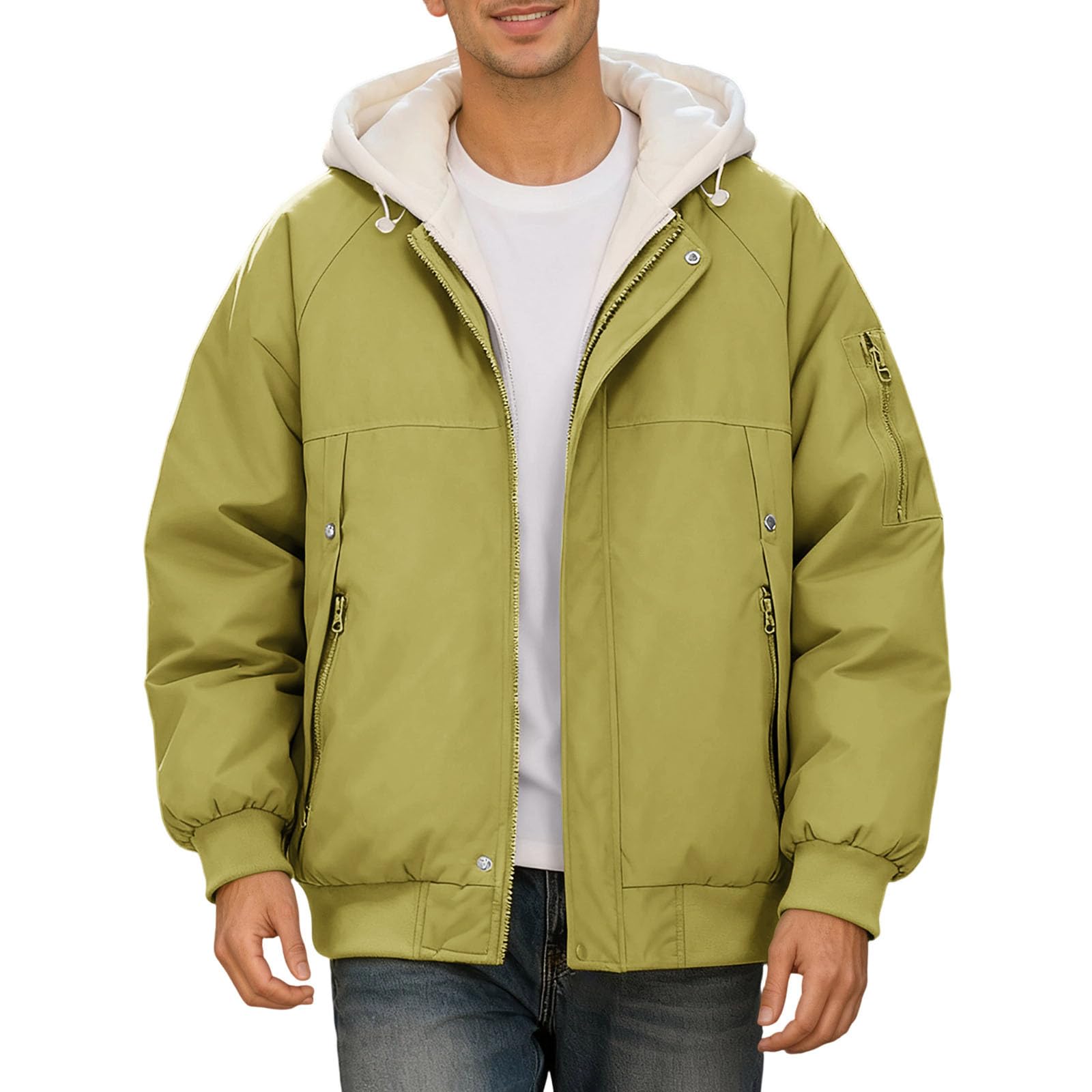 Chaqueta De Trabajo Hombre Elegante Y Elegante- Chaqueta Con Capucha Para Hombre Cómodo Otoño-Invierno Oversize Para Estilo Casual Con Capucha Gruesa Y Manga Larga 2026