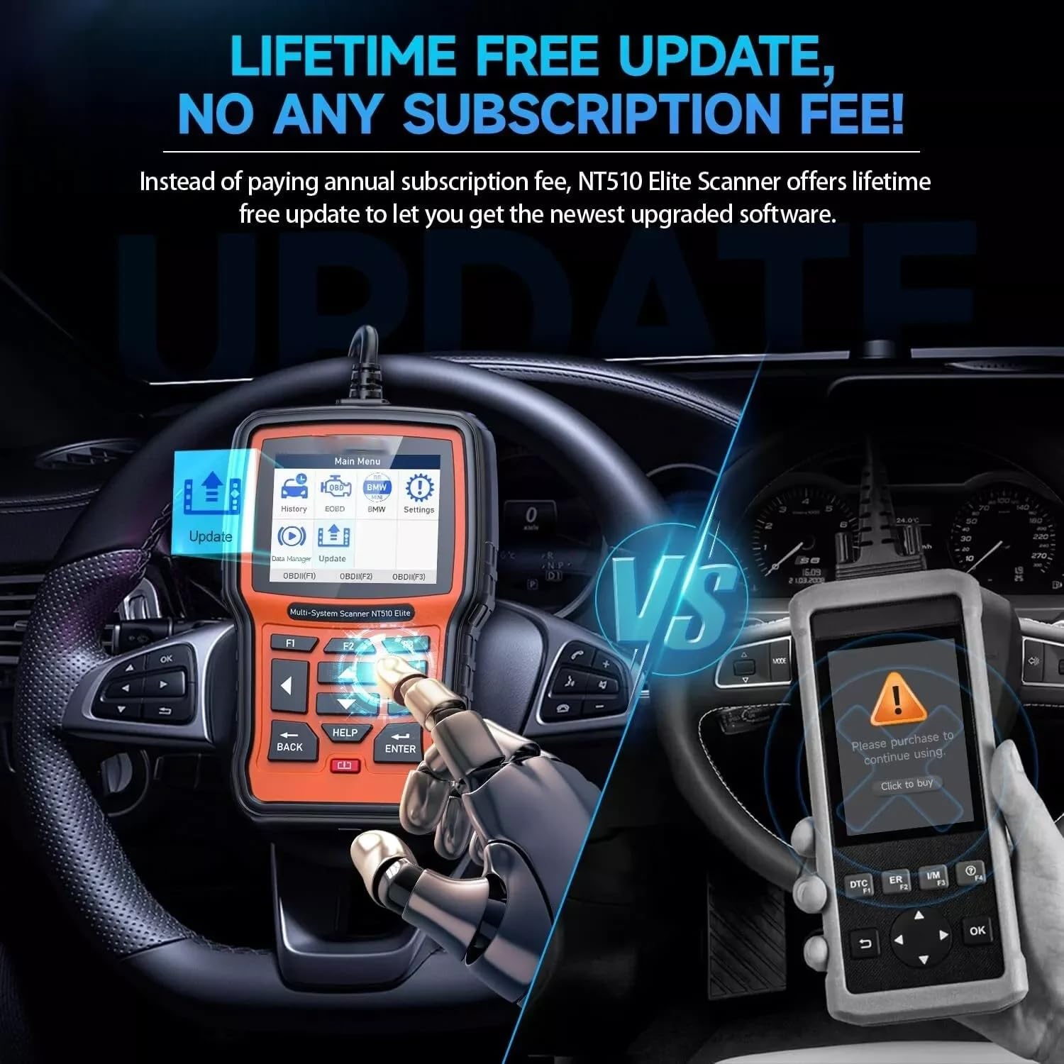NT510 - Escáner de diagnóstico OBD2 compatible con BMW, ABS SRS D.PF, TPMS, OBD2, escáner automotriz, control bidireccional