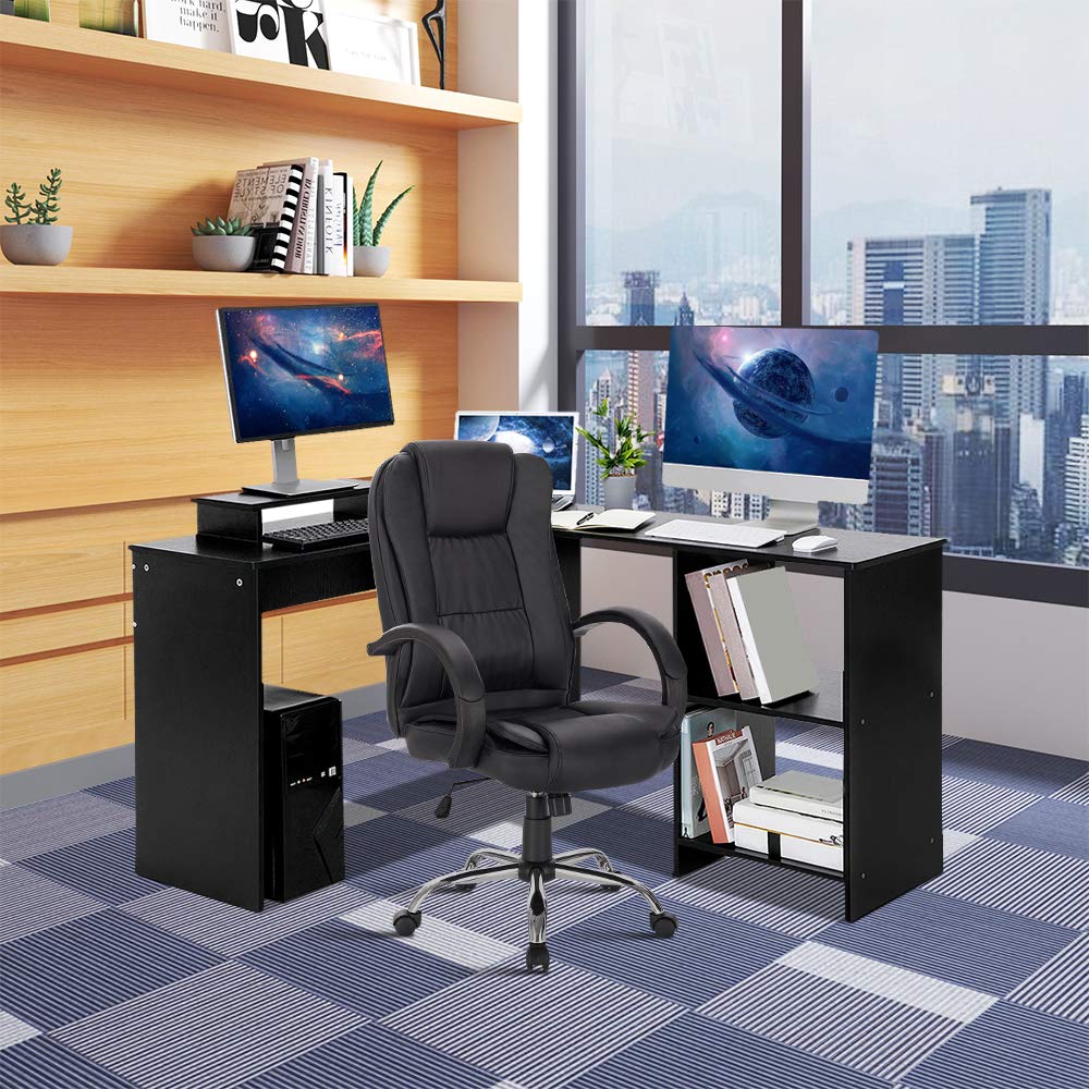 LLIVEKIT Computer Desk, Corner Desk 80CM Height LShaped PC Laptop Gaming Desk with Storage