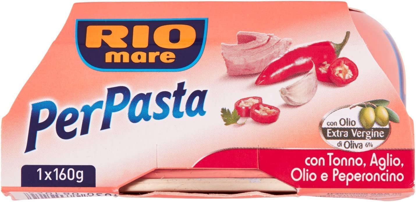 12 x Rio Mare Per Pasta Aglio e peperoncino thon dans l'huile d'olive 160 g