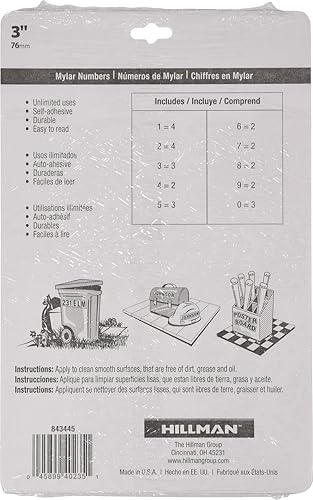 Miniatura 8 de Hillman 843445 Paquete de números adhesivos y reflectantes para buzón, 3 pulgadas, color negro y blanco
