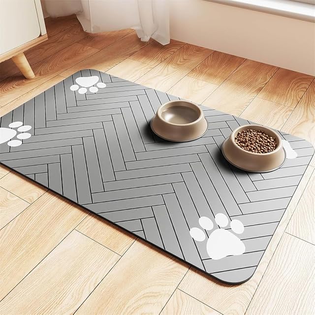 Alfombra Comedero Perros Y Gatos Alfombrilla Comedero Perro SúPer Absorbente Antideslizante Mat Perro Secado…