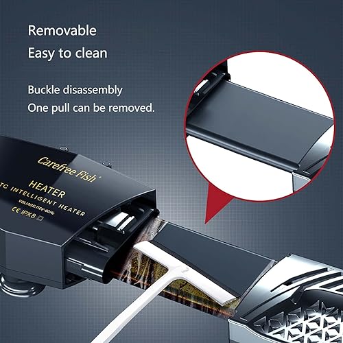 Miniatura 7 de Carefree Fish Calentador de cerámica PTC para acuario de 500 W, 2 en 1, control PID, control digital de chip independiente, el calentador más