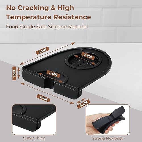 Miniatura 4 de Juego de 2 alfombrillas para máquina de expreso, juego de 2, caja de café con barra de golpeo extraíble y base antideslizante, alfombrilla de