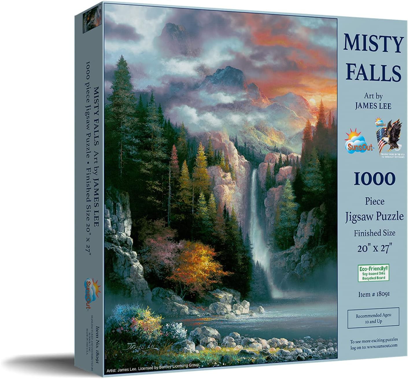 SUNSOUT INC - Misty Falls - 1000 pc Jigsaw Puzzle by Artist: James Lee - Finished Size 20" x 27" - MPN# 18091