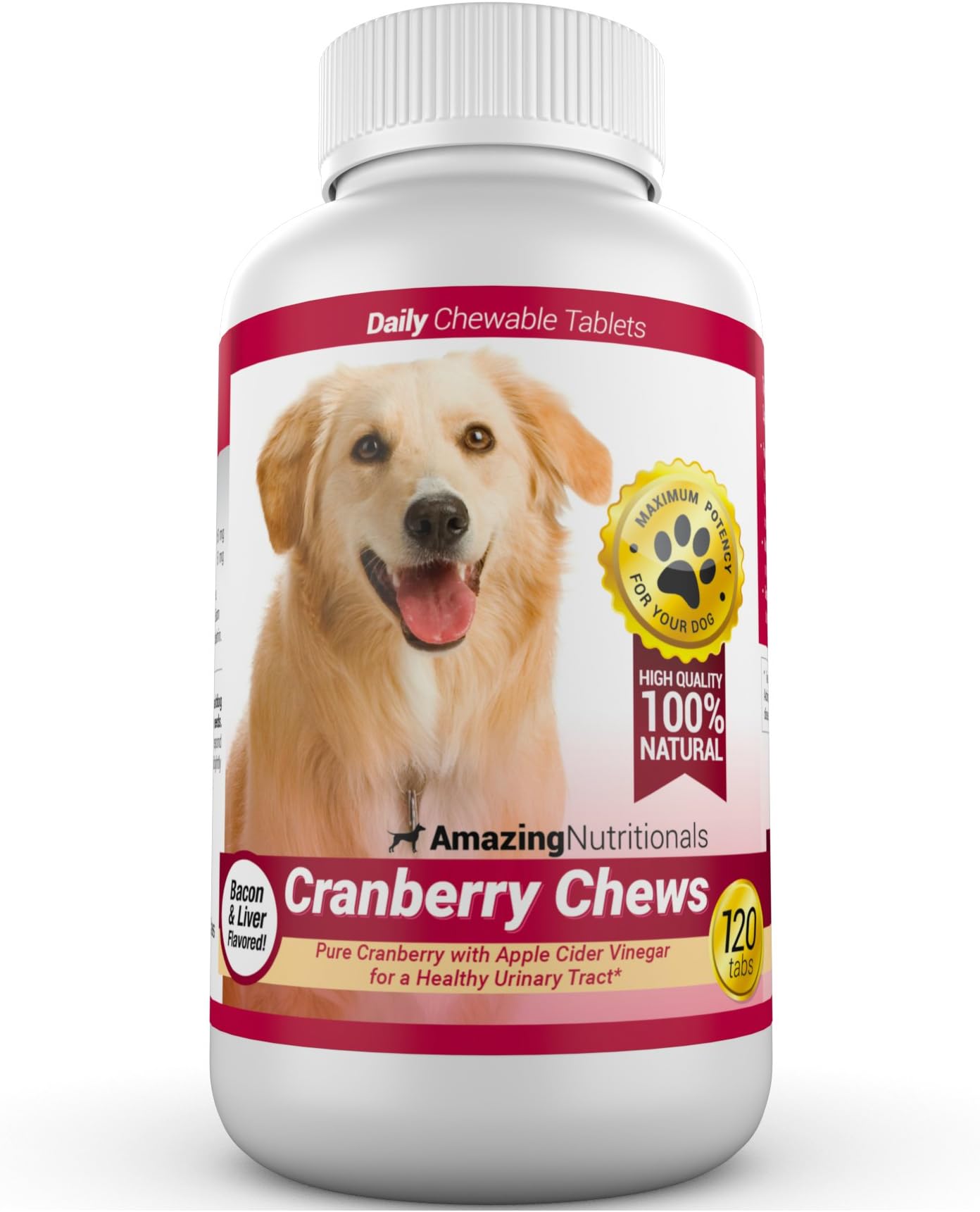 Cranberry for Dogs Pet Antioxidant, Urinary Tract Support Prevents and Eliminates UTI in Dogs, 120 Chews