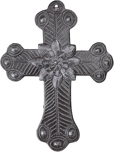 Miniatura 1 de Metal Wall Art, Milagro Sacred Cross, Take Your Worry Away, Ornamental, Gift tag, Handmade in Haiti 3.75 x 4.5 Inches
