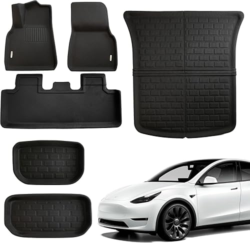 Pedigree Tapete delantero para maletero y parte inferior trasera para Tesla Modelo Y, tapete de carga para todo tipo de clima, alfombrillas para
