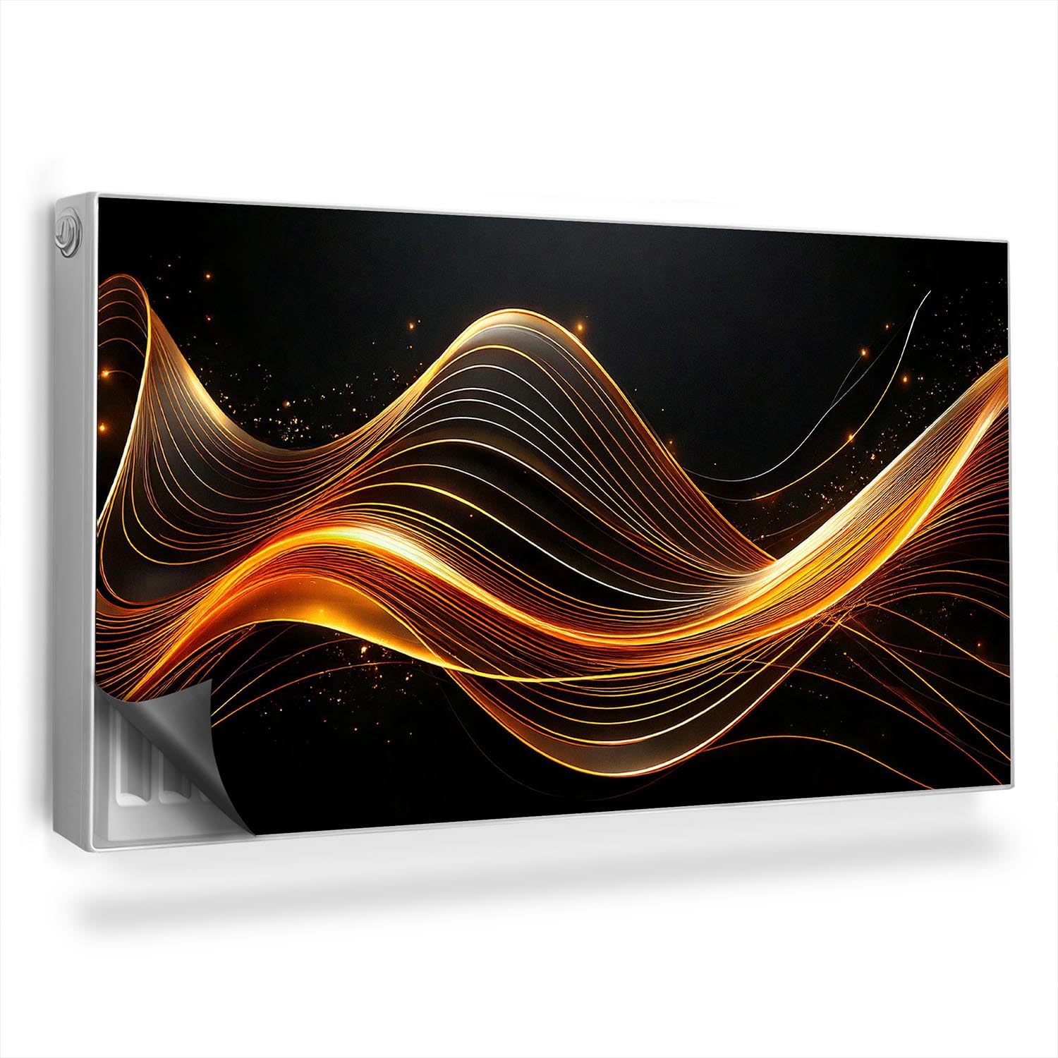Cache radiateur magnétique 110x60 cm avec tapis design imprimé de lignes abstraites lumineuses