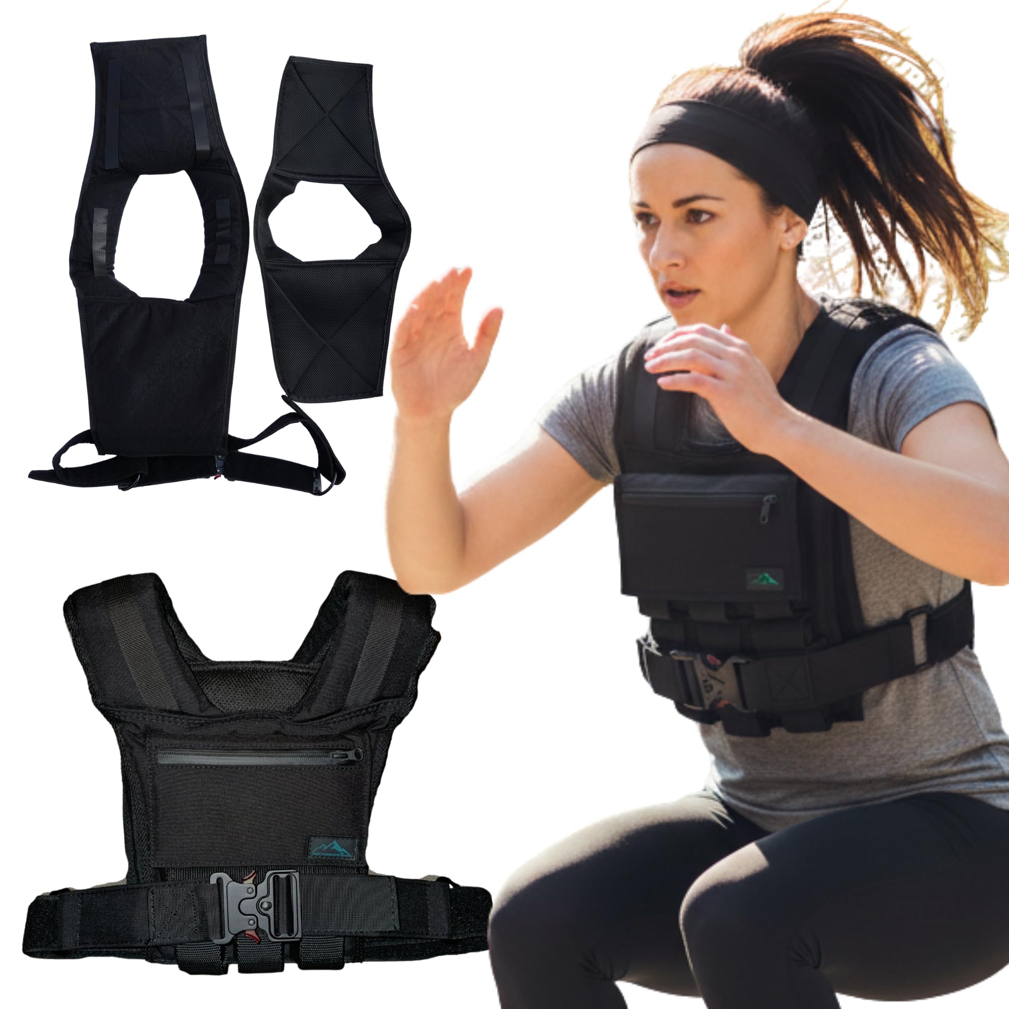Adjustable Weighted Vest W/ Removable Iron Bars - 26lb Weight Vest For Men & Women W/Washable Liner & Cobra Style Buckle | 1000D Strength Training