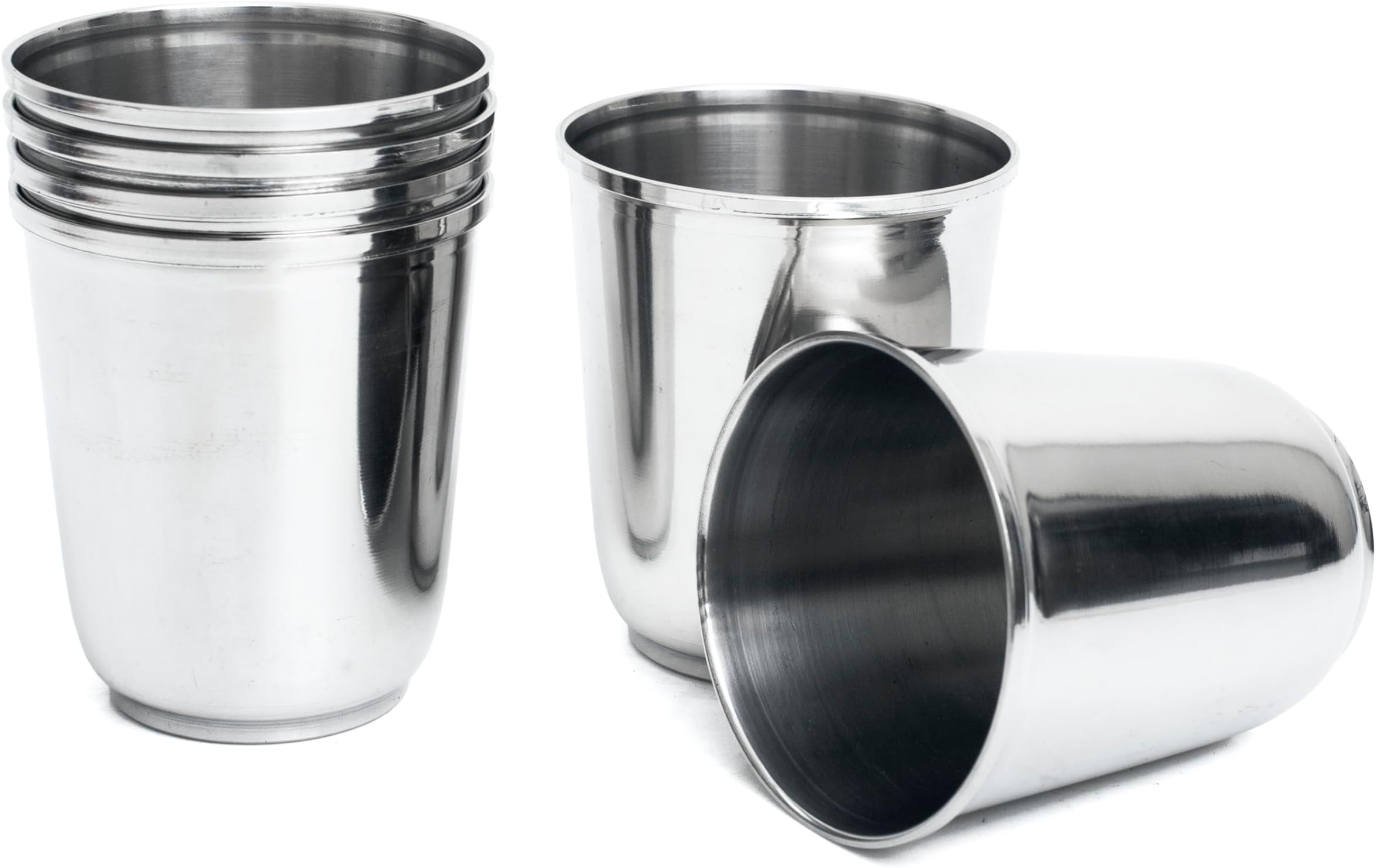 The Great Indian Bazaar Small 170 ml (6 oz) Set of 6 Multipurpose Stainless Steel Glasses Drinking Tumblers Lightweight Durable Reusable Metal Cups for Water, Juice, Coffee, Tea,