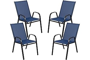 Flash Furniture Brazos Series Stackable Patio Chairs - Blue Outdoor Patio Chairs