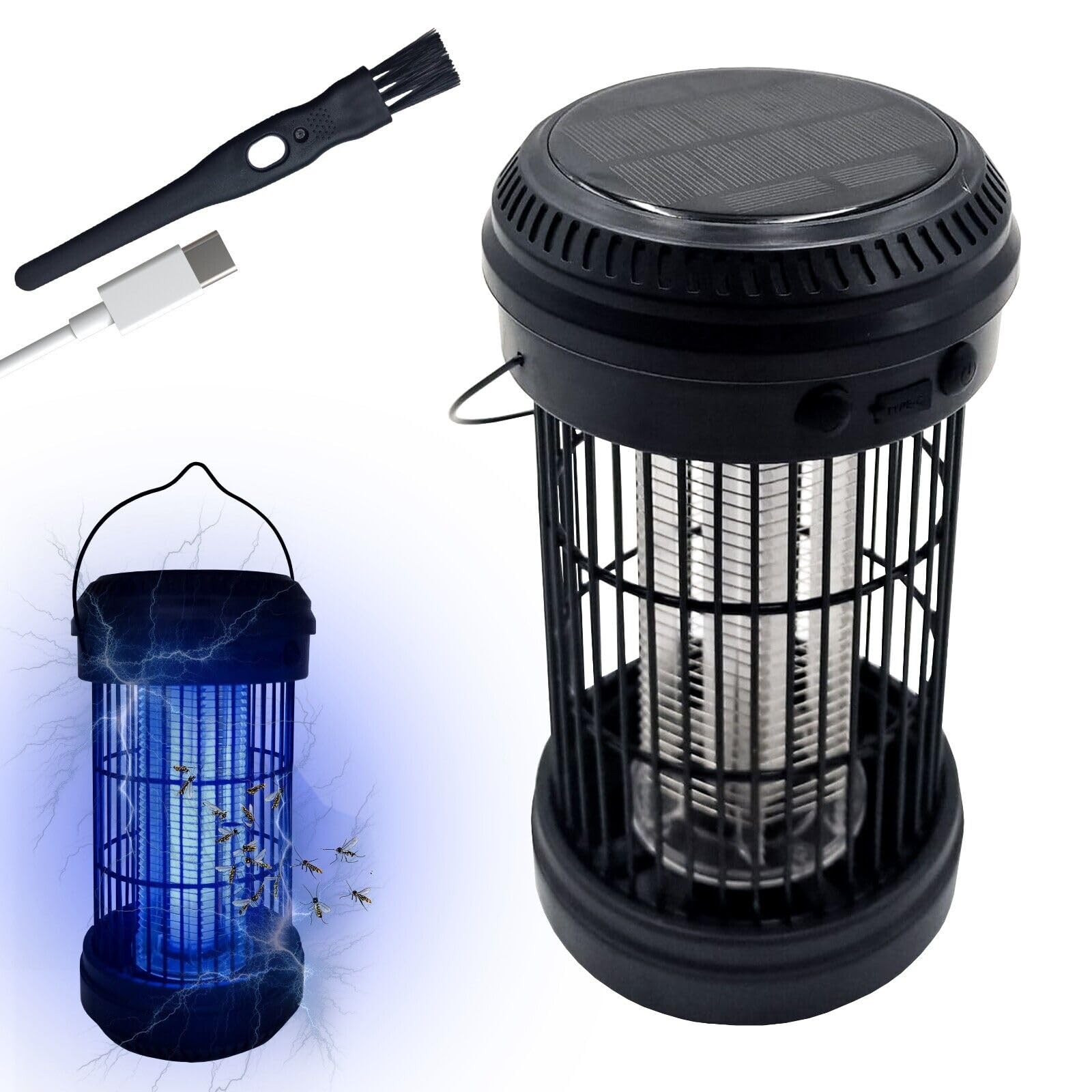 MAKA Lampada Solare Antizanzare, Lampada Antizanzare Ricaricabile, Lampada LED Zanzare, Lunga Autonomia 3600 mAh, Zanzariera Elettrica, Lampada Antizanzare Da Esterno Impermeabile