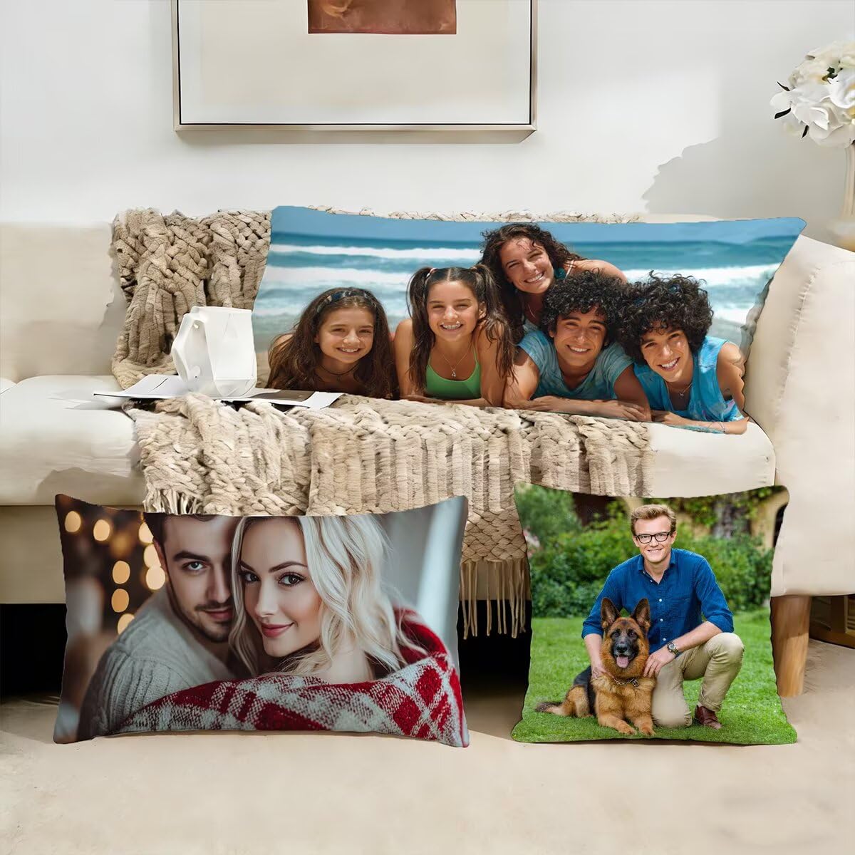 Coussin Personnalisé Photo 60x180,Oreiller Personnalisé,Double Face avec Propre Photo et Texte | Coussin Canape Double Face (2 Photos),pour Enfants,Amis,Parents et Couples-Cadeau Personnalisé 0o-91