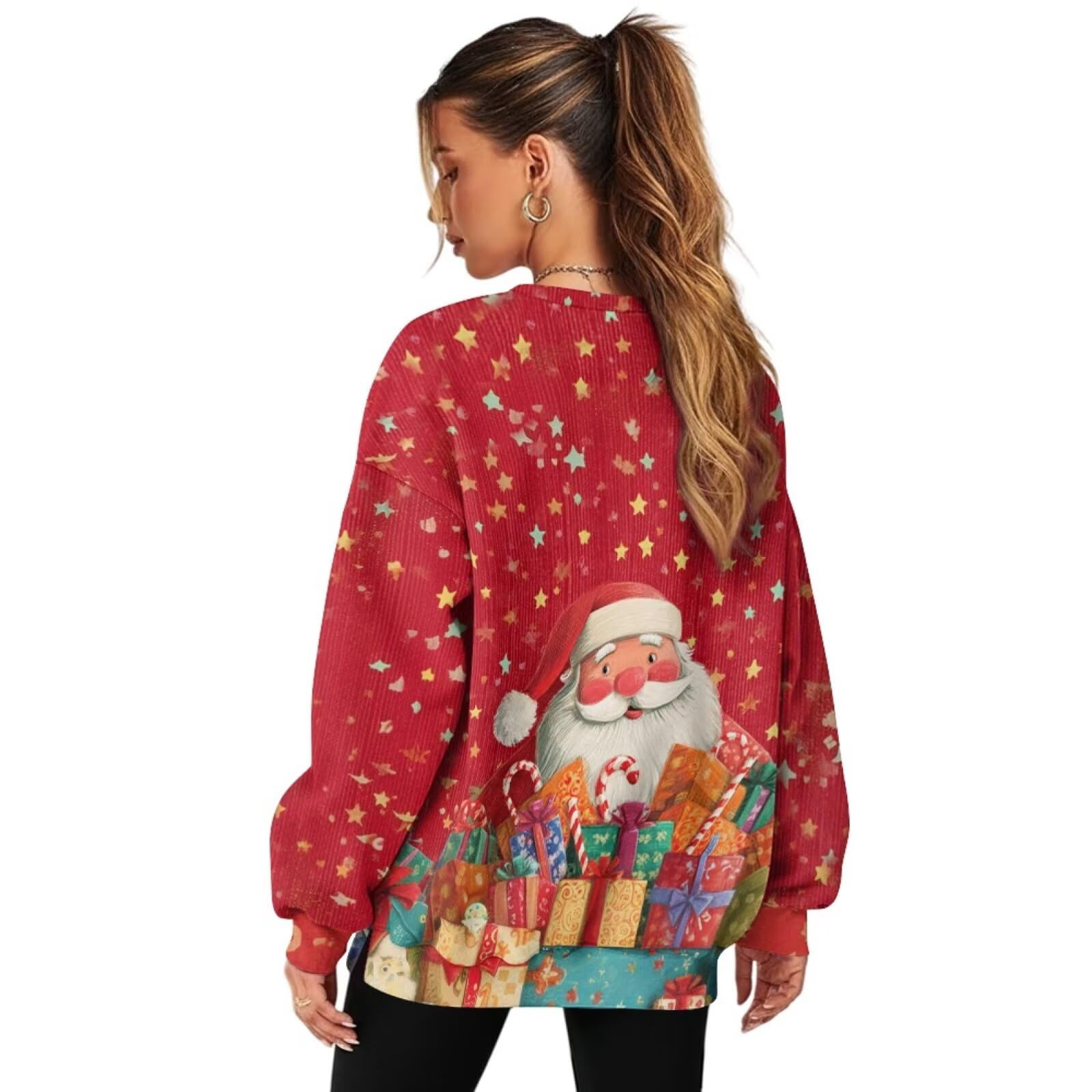 Bluza oversize damska bluza z okrągłym dekoltem pulower koszule z długim rękawem wygodny sweter z kieszenią stroje jesienno-zimowe