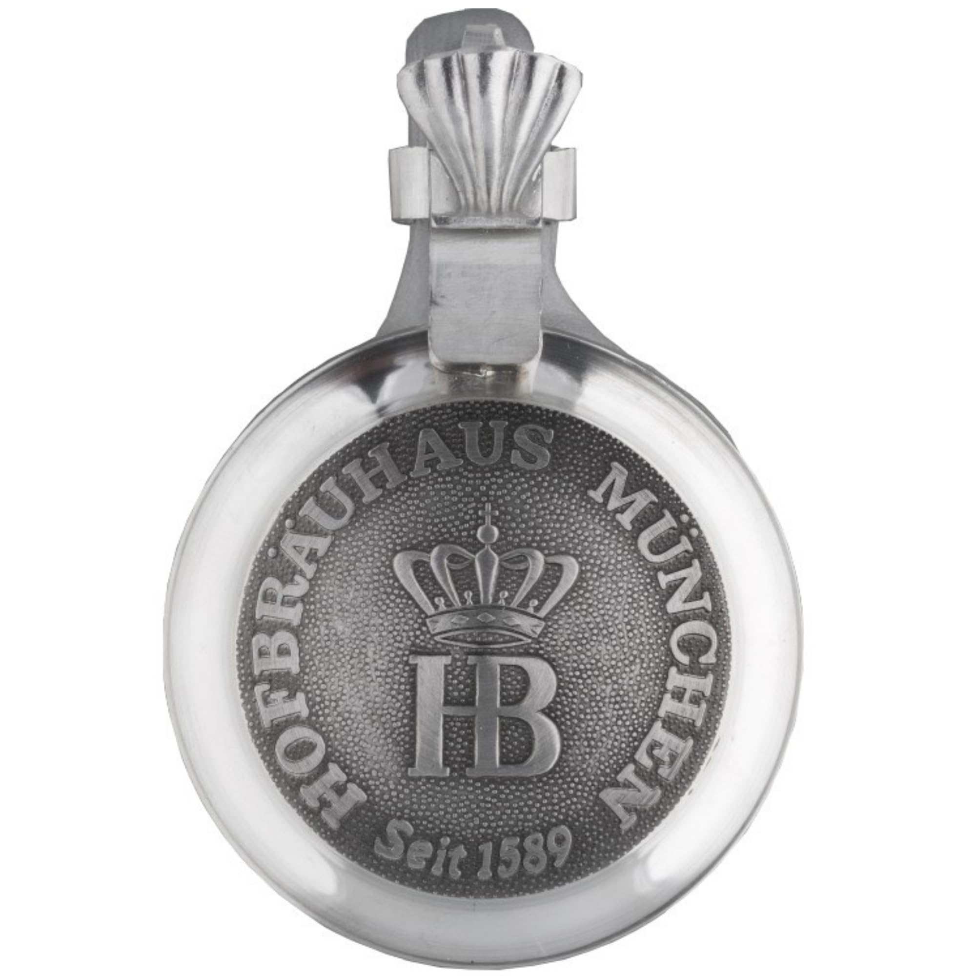 Hofbräuhaus München Stein Bierkrug 0,5 L Original Salzglasur mit Zinndeckel | Maßkrug | Bierglas mit HB Logo, Krug, Geschenkidee für Herren und Damen (mit Zinndeckel, 0,5 Liter (1 Stück))