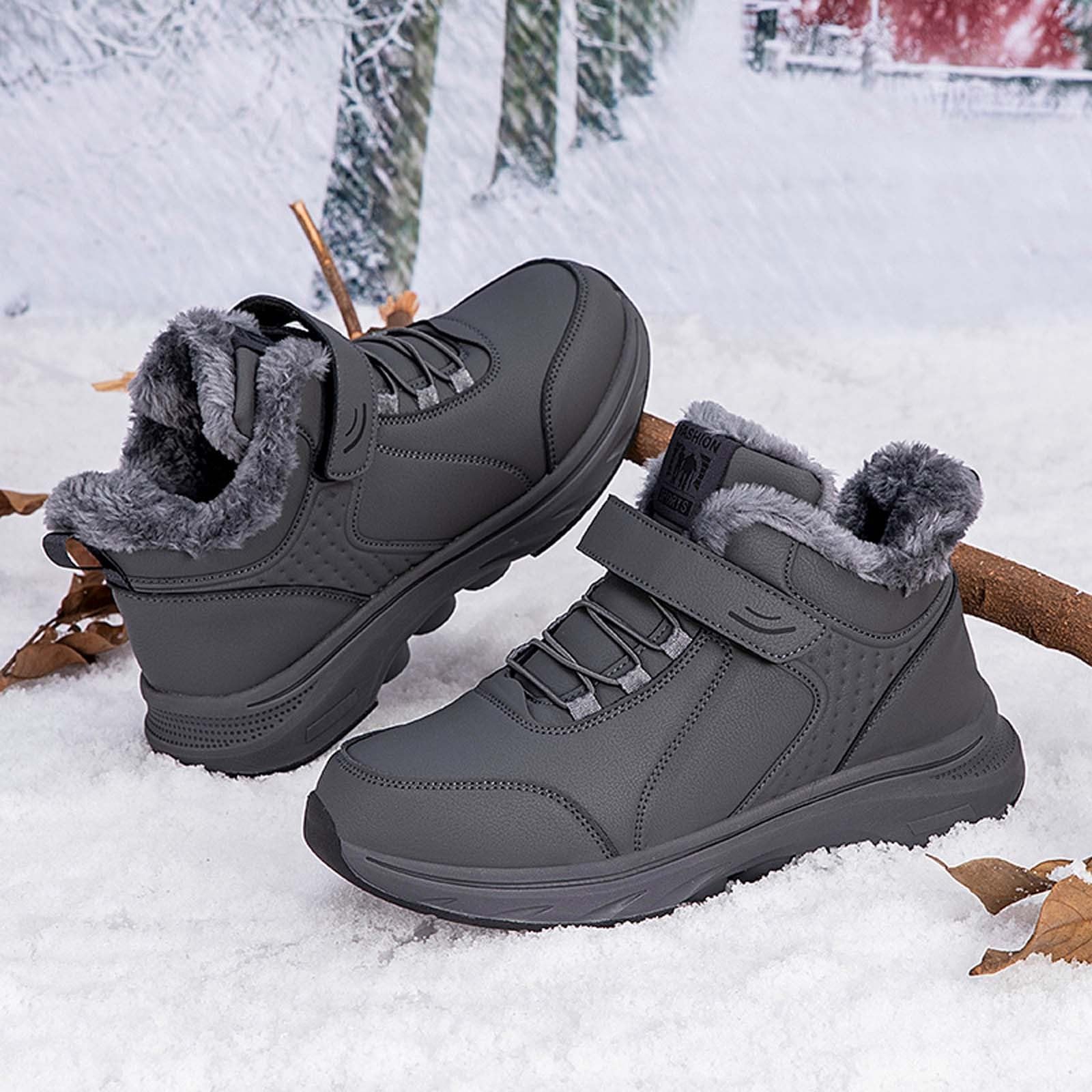 Stivaletti con Pelo Donna 2026 Stivali Invernali Foderati In Pile, Scarpe da Passeggio Spesse Foderate Mamma Slip Pioggia Uomo Pelliccia