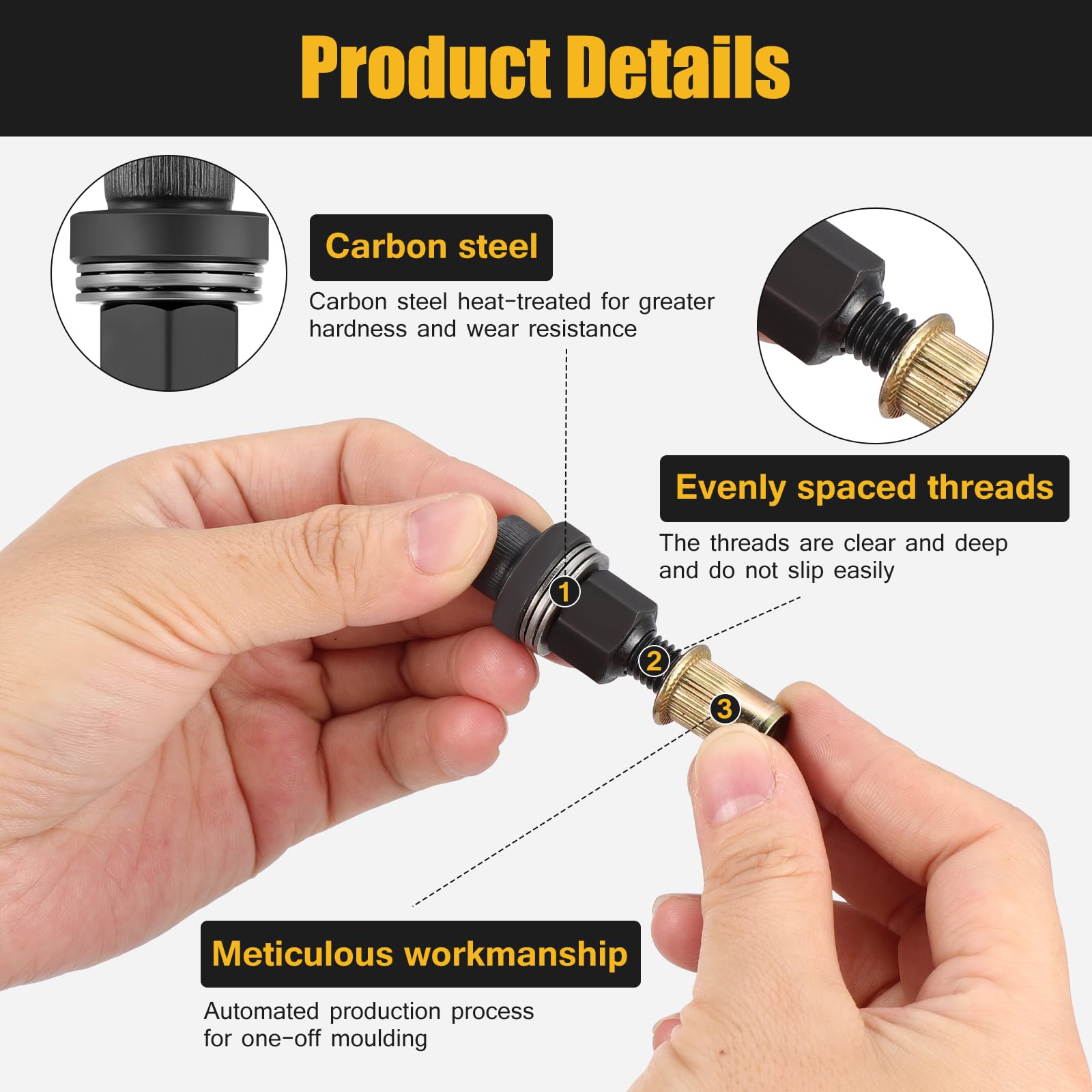 HSEAMALL Rivet Nut Gun Tool Kit M3 M4 M5 M6 M8 M10 Hand Rivet Tool Head Set Riveter Tool Mandrel for Manual Electric, Pneumatic - Image 3