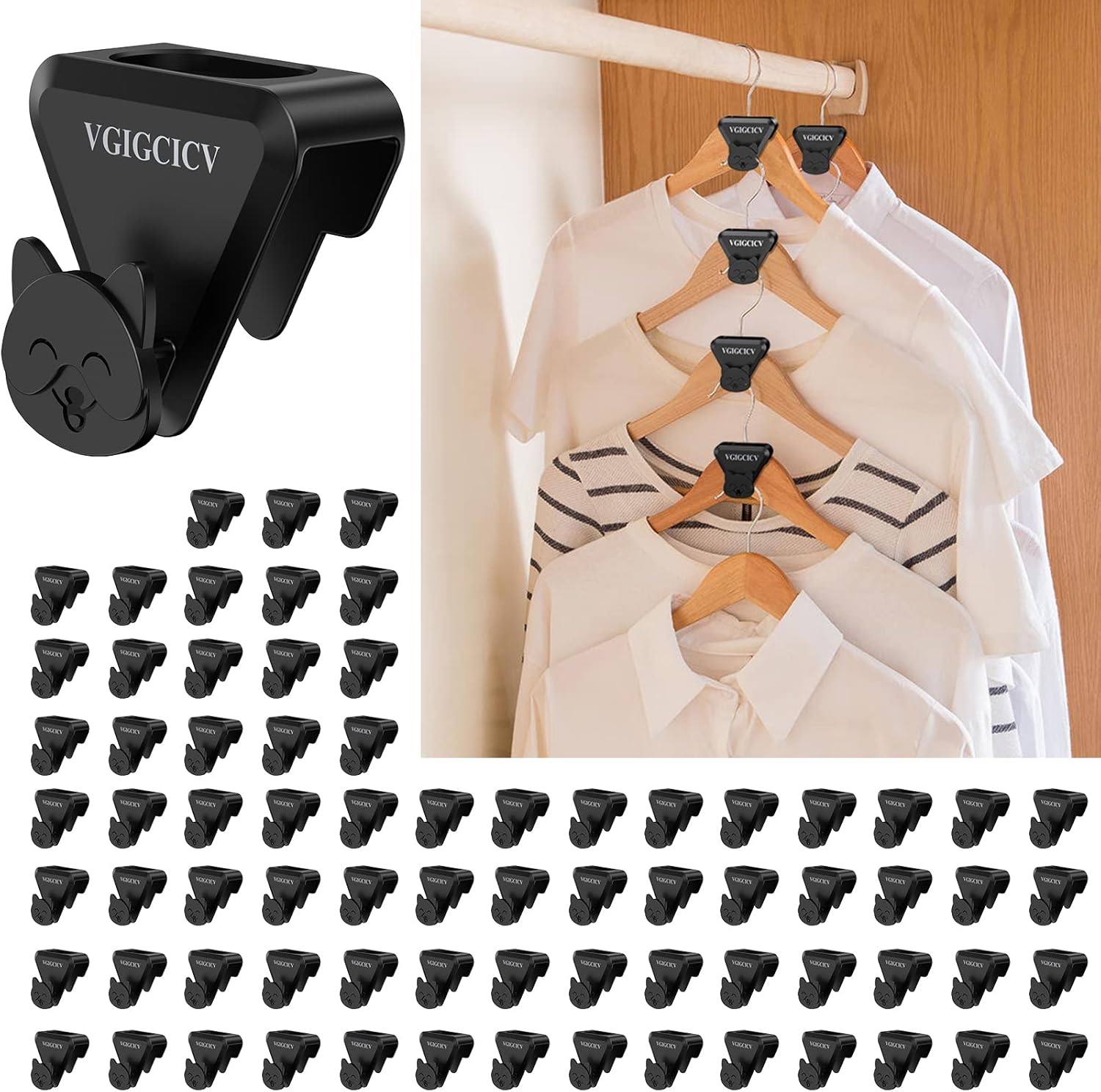 40 Pack Double Sided Clothes Hanger Connector Hooks, Space