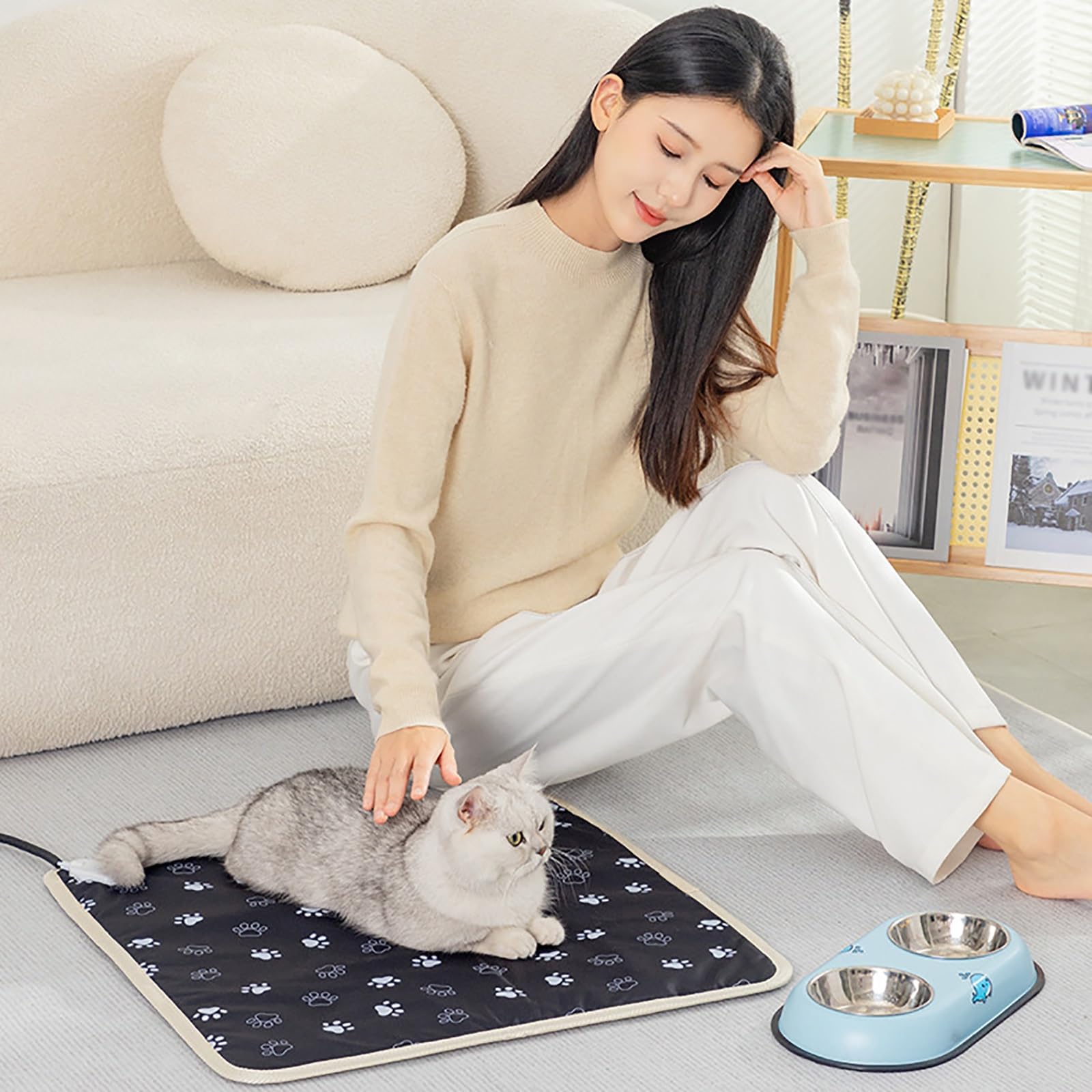 Manta Termica Gatos, Manta Eléctrica para Perros, con Temperatura y Temporizador Ajustables, Impermeable y Duradera, para Gatos y Perros(XXX-Large)