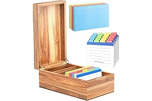 3x5 Index Card Holder: Acacia Recipe Box Organizer