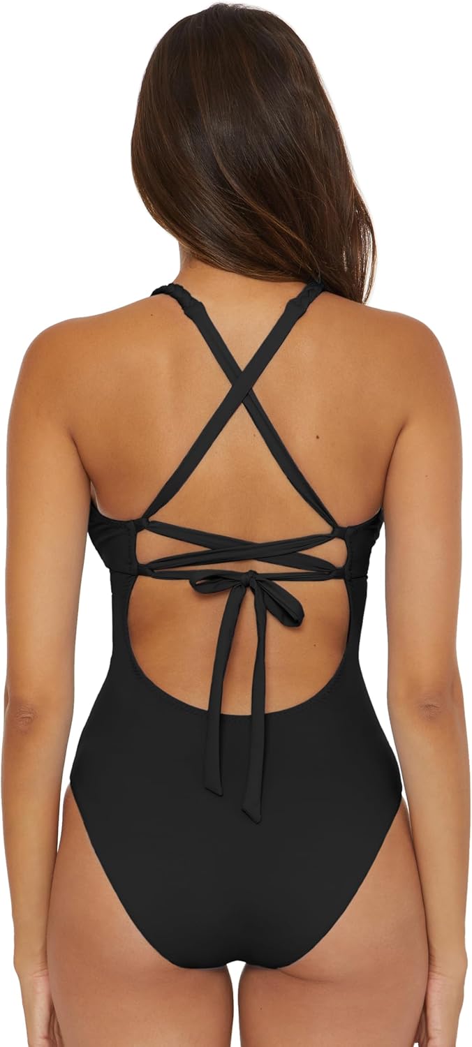 Soluna Swim Lake Side - Women's Braided Maillot One Piece Swimsuit, Bathing Suits for Women, Black, Small - Image 3