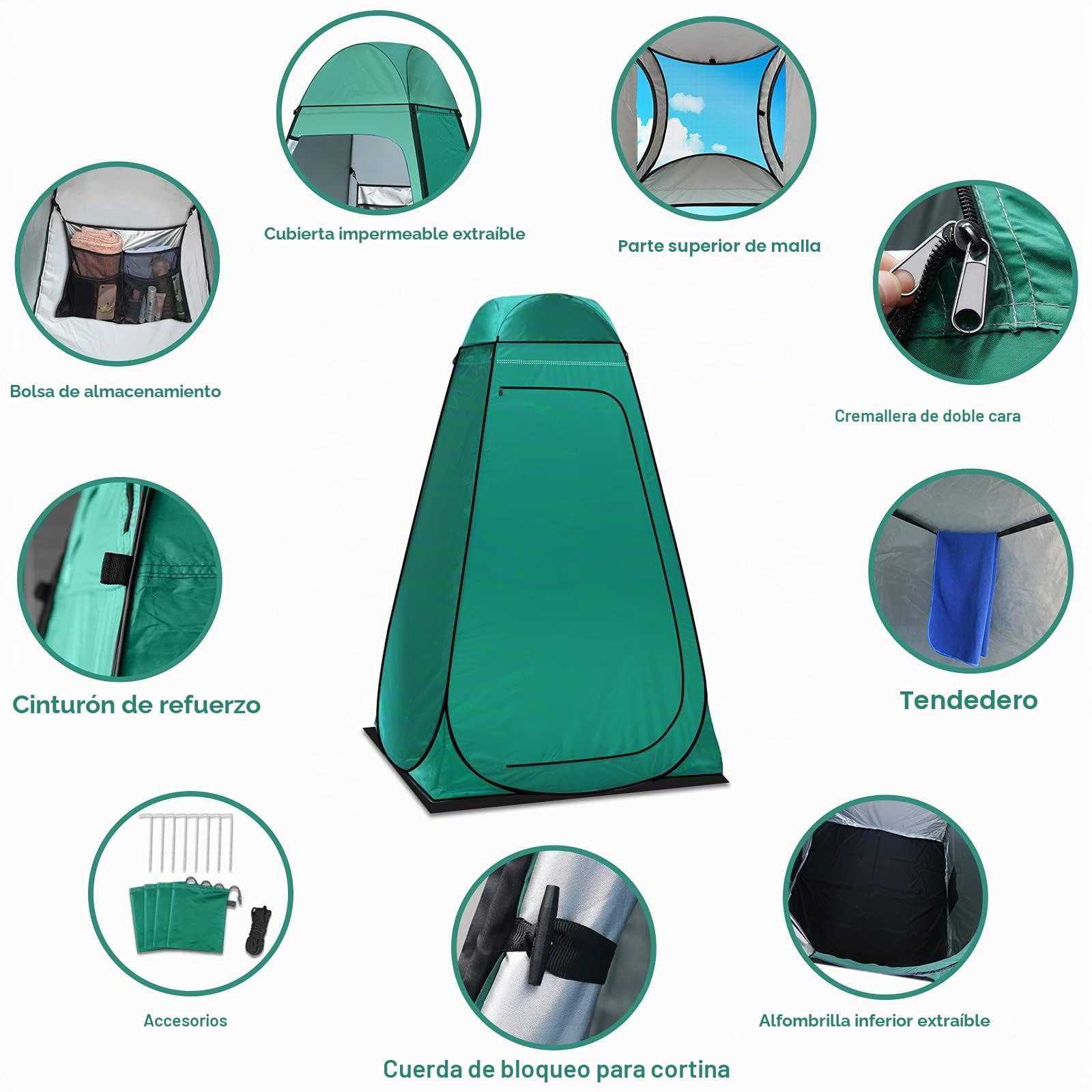 Tienda de inodoro plegable Riggoo portátil para ducha, para acampar, privacidad, vestuario al aire libre, para playa, pesca, senderismo, refugio solar (protección UV)