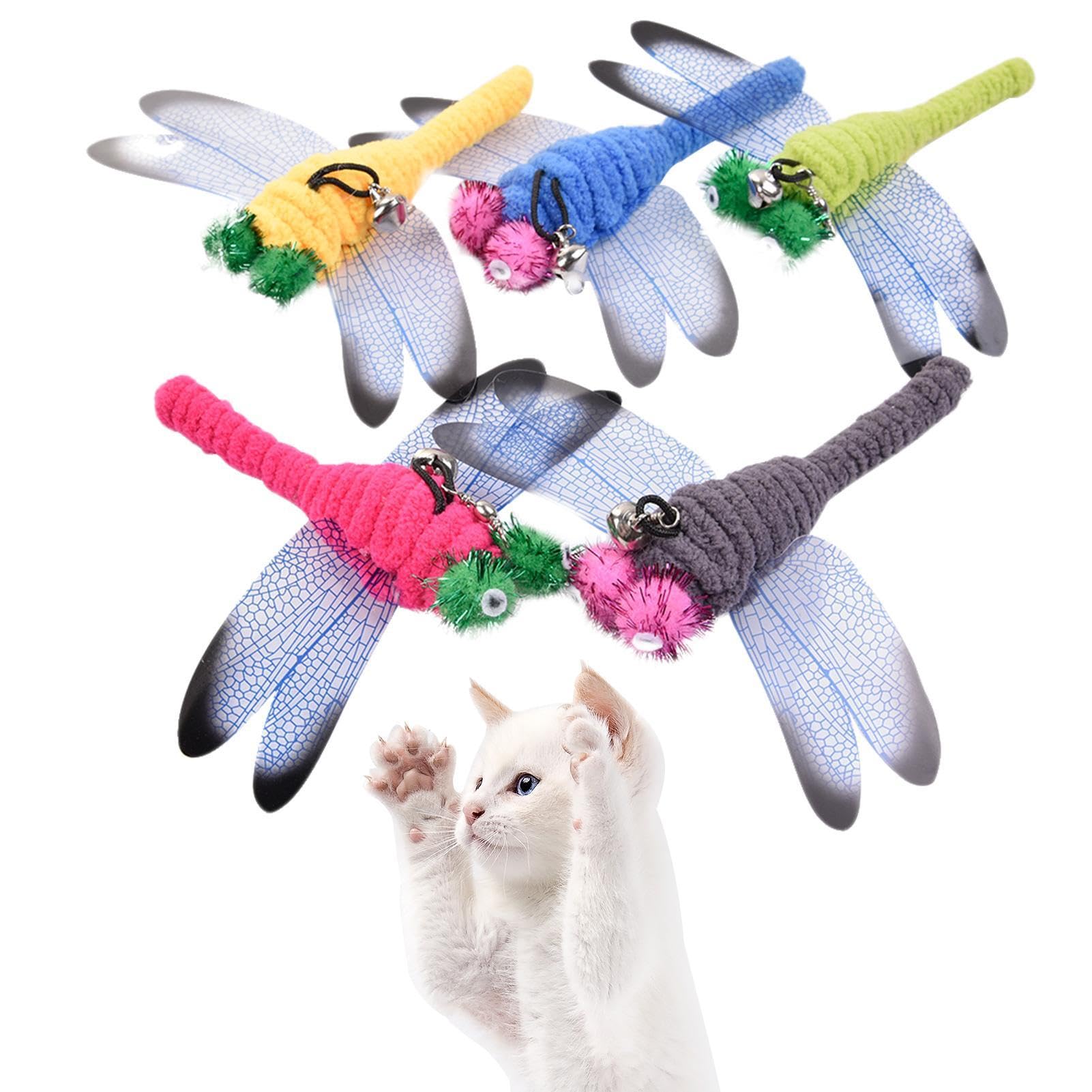 Cat Wand Toy Replacement Head | 5Pcs Dragonfly Attachments | Cat Teaser Wand Refills | Kittens Wand Refills