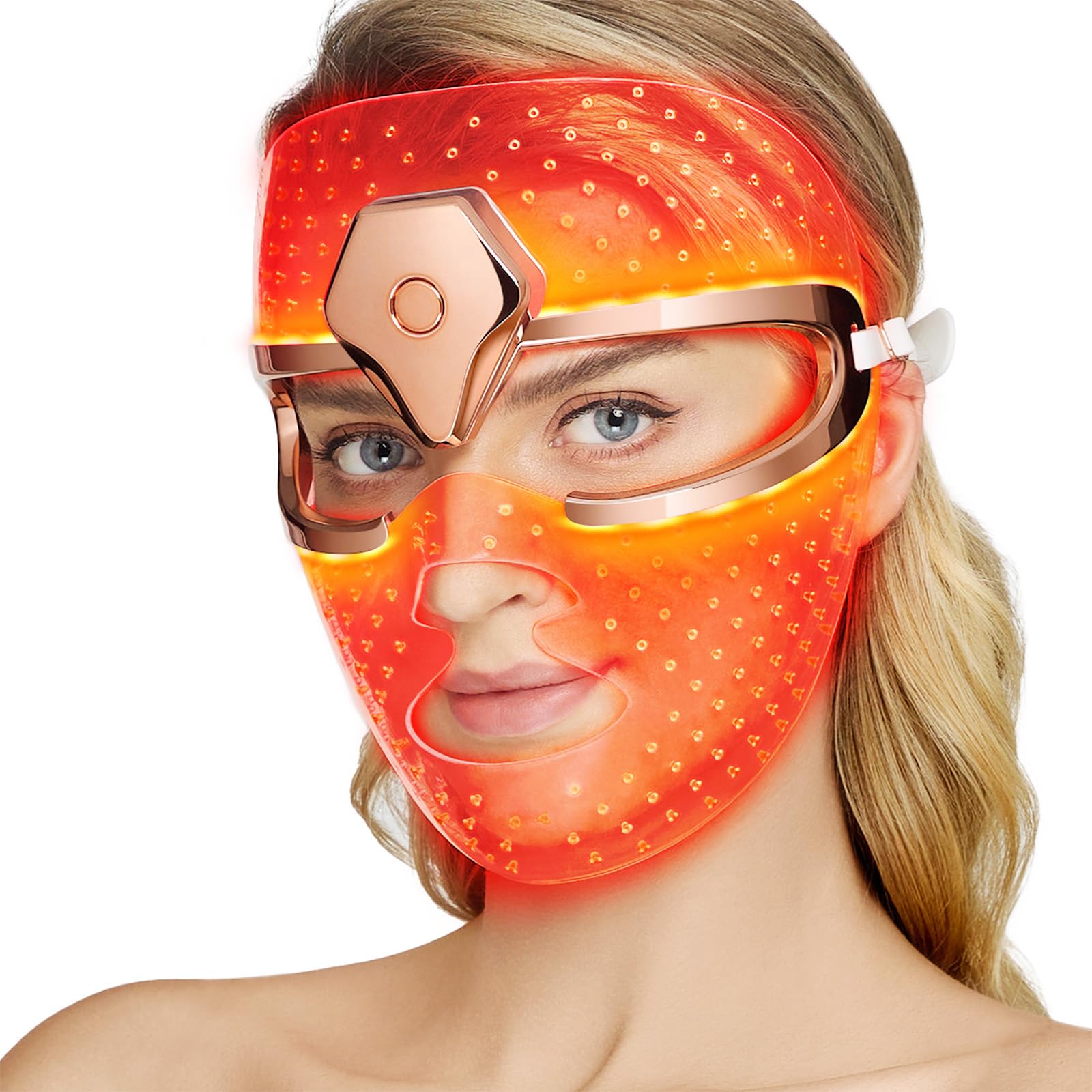 NEWKEY Ultra-lightweight Cordless Red light Therapy Mask for Face Silicone LED Face Mask Light Therapy Red Light for