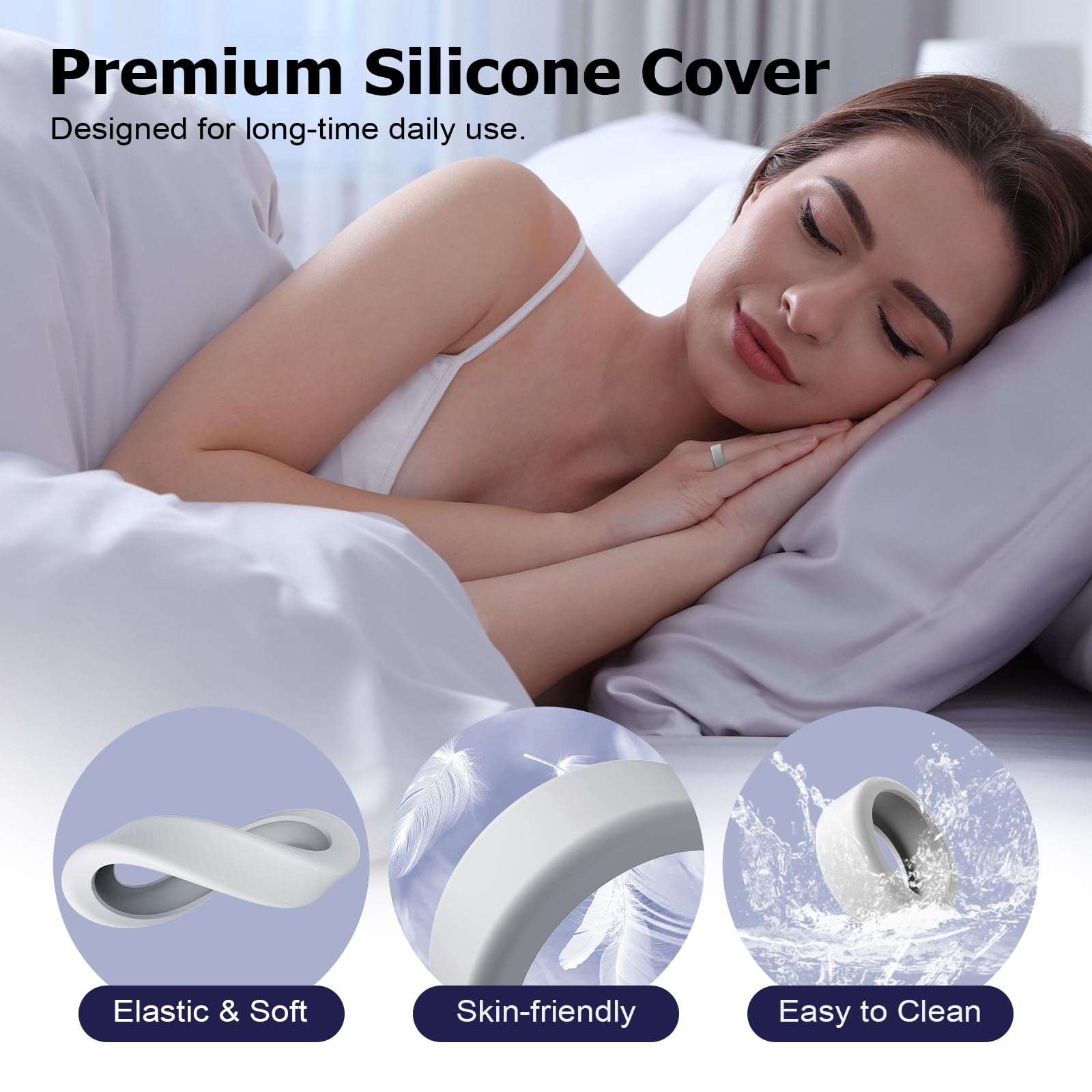TiMOVO Silikonowe etui pierścieniowe kompatybilne z Gen 3, Oura Ring 4, Samsung Galaxy Ring, Ultrahuman Ring AIR, RingConn, etui pasuje do wszystkich, uniwersalne pierścionki w rozmiarze 6-14, czarny