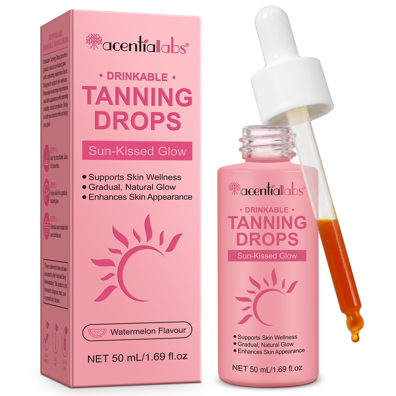 Tanning Drops To Drink, Drinkable Sunless Tanning Drops, Moisturizing Tanner for Face and Body, Enhances Natural Tan, Moisturizes Skin, for All Skin Types (1 Bottle)